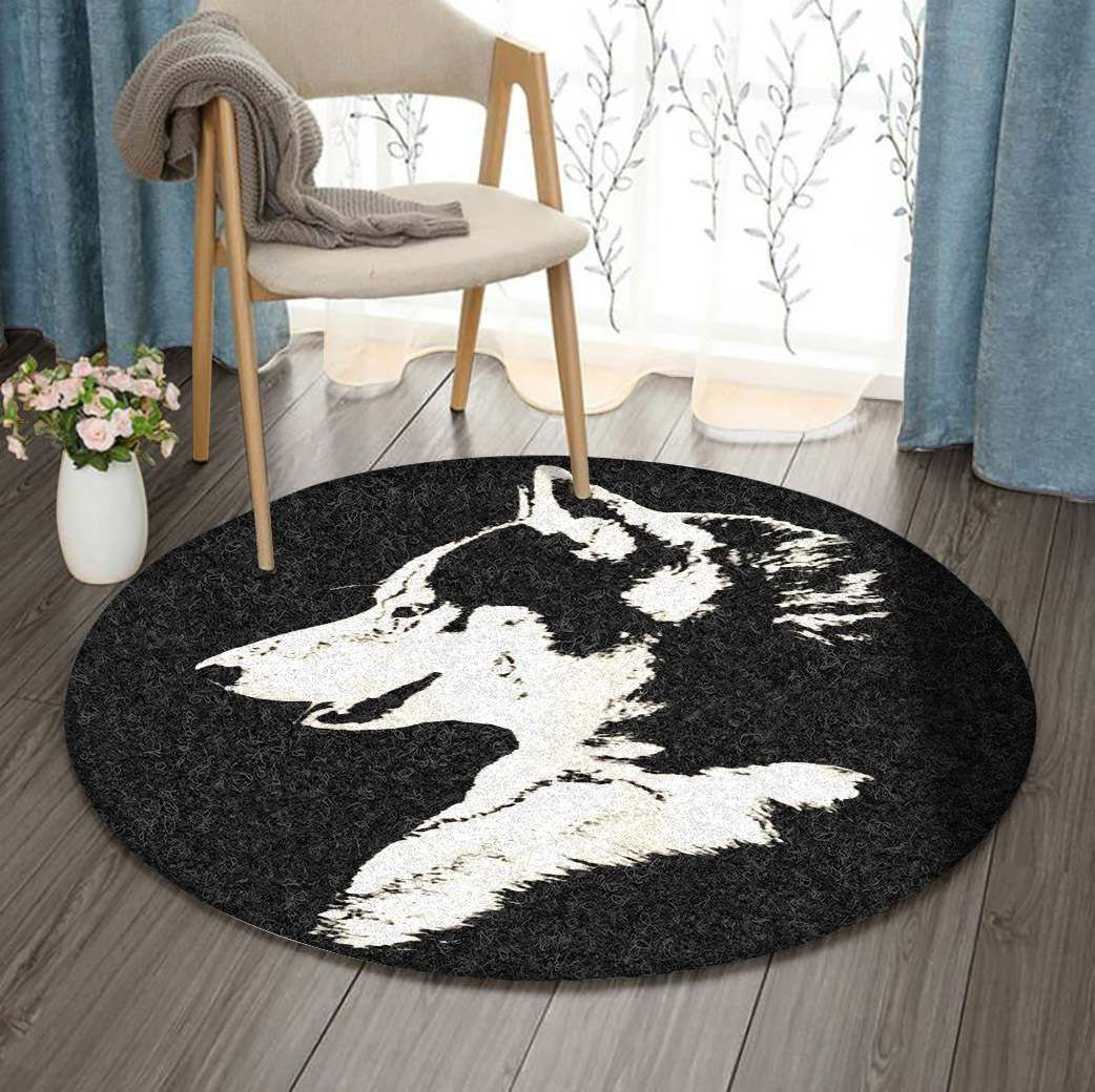 Husky Round Rug Carpet Bedroom Livingroom Home Decor
