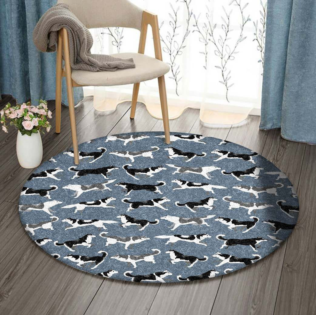 Husky Round Rug Carpet Bedroom Livingroom Home Decor