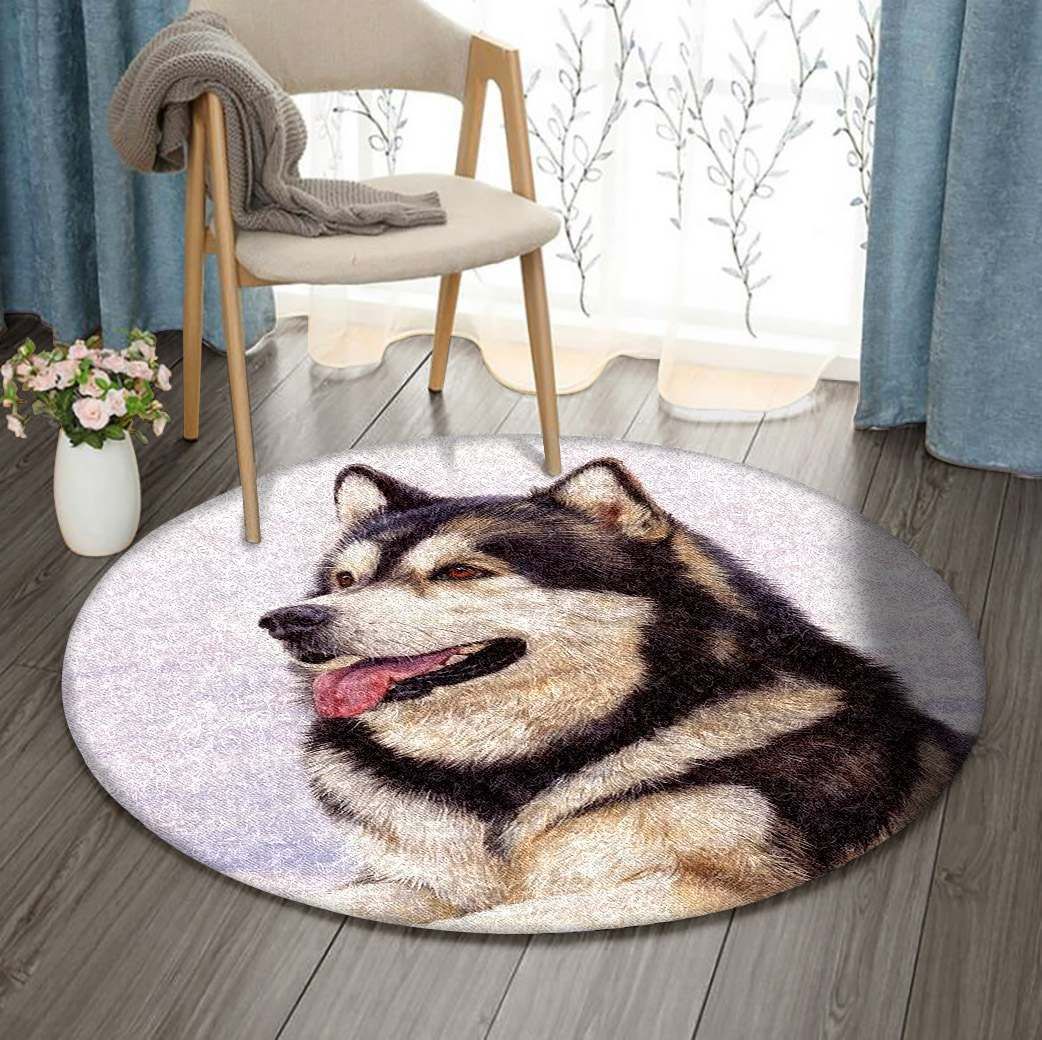 Husky Round Rug Carpet Bedroom Livingroom Home Decor