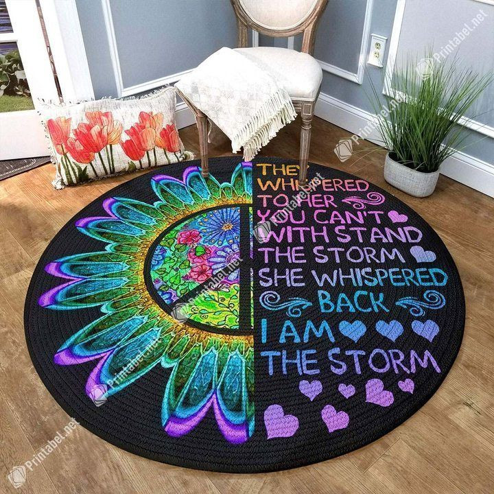 I Am The Storm Sunflower Round Rug Carpet Bedroom Livingroom Home Decor
