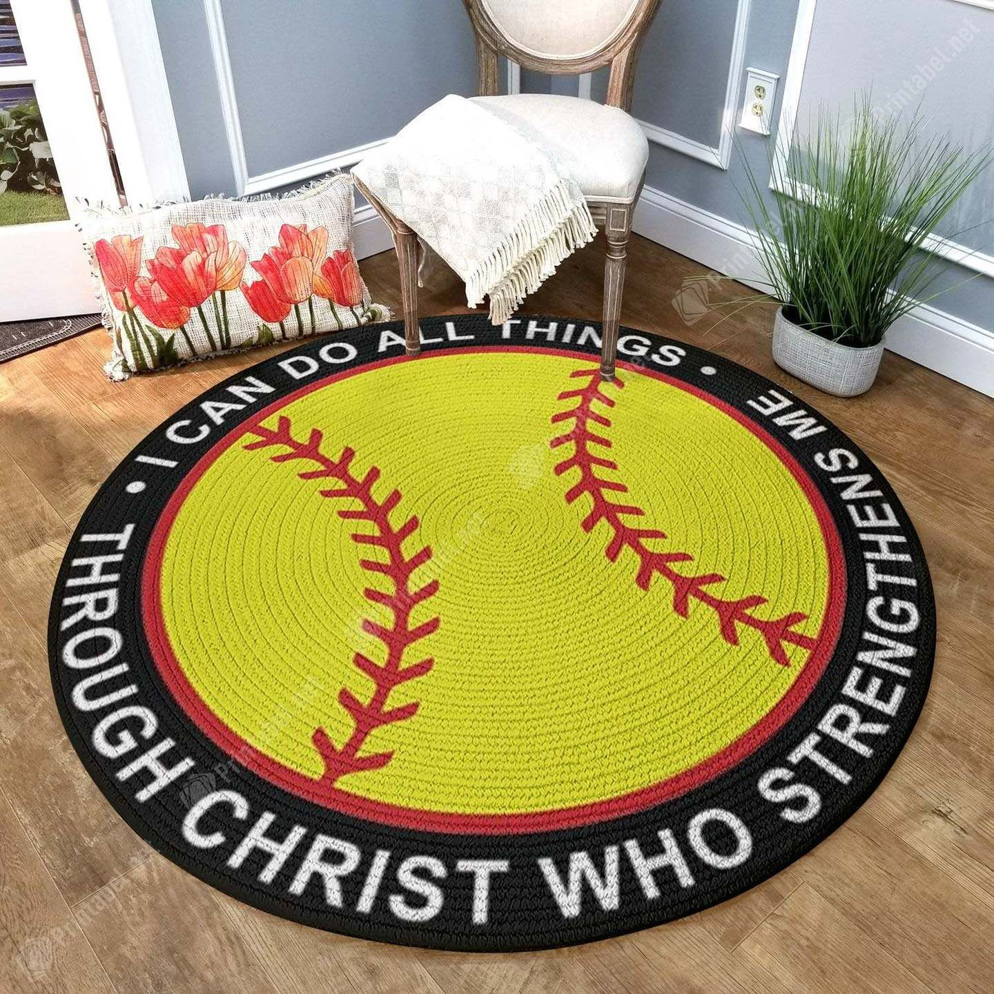 I Can Do All Things Round Rug Carpet Bedroom Livingroom Home Decor