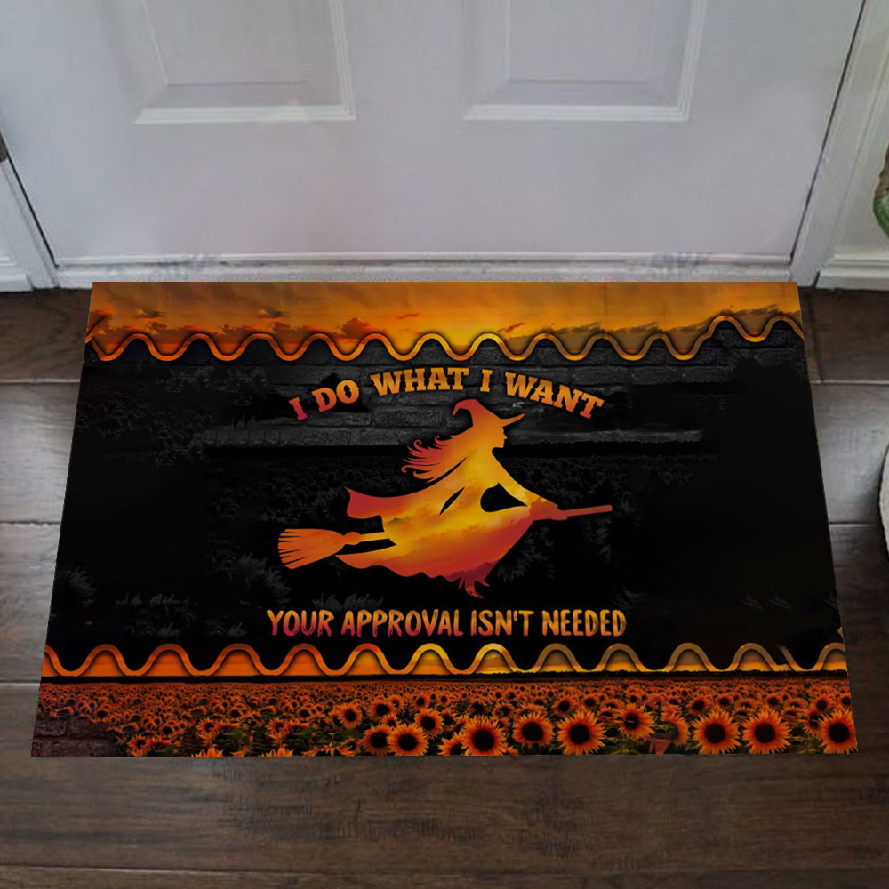 I Do What I Want Your Approval Isn't Needed Rubber Doormat Witch Graphic Funny Halloween Rubber Doormat