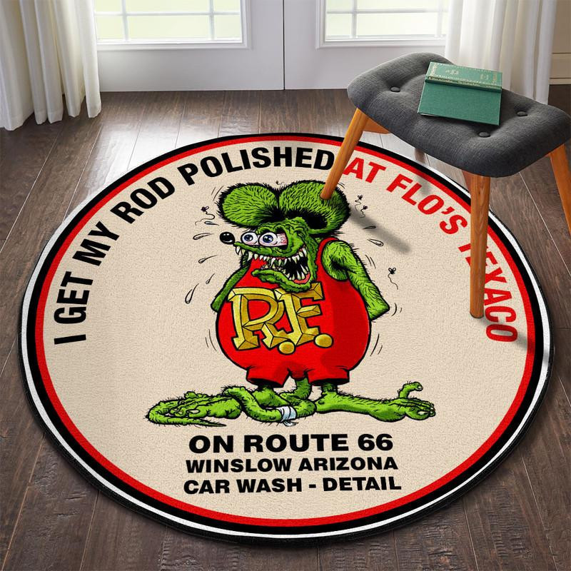 I Get My Rod Polished Hot Rod Round Rug Carpet Bedroom Livingroom Home Decor