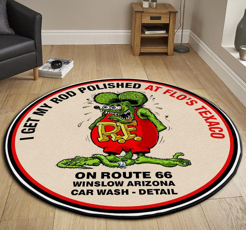 I Get My Rod Polished Hot Rod Round Rug Carpet Bedroom Livingroom Home Decor - Image 3