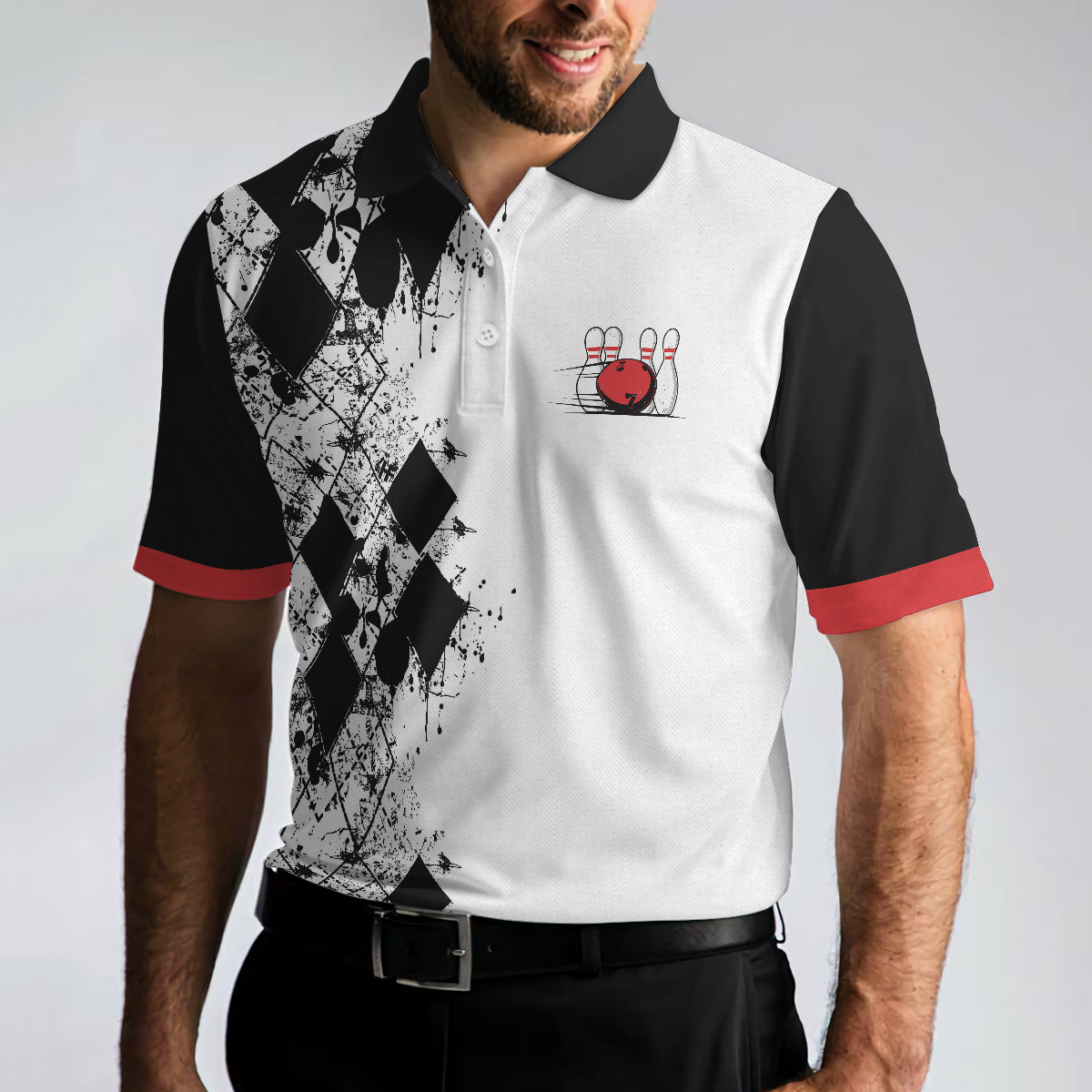I Go Bowling Because I Like It Men Polo Shirt Black Argyle Pattern Shirt Design Best Polo Style Bowling Shirt - Image 5