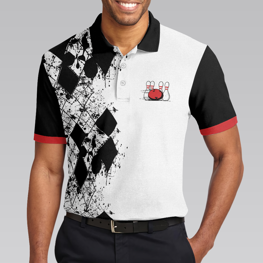 I Go Bowling Because I Like It Men Polo Shirt Black Argyle Pattern Shirt Design Best Polo Style Bowling Shirt - Image 4