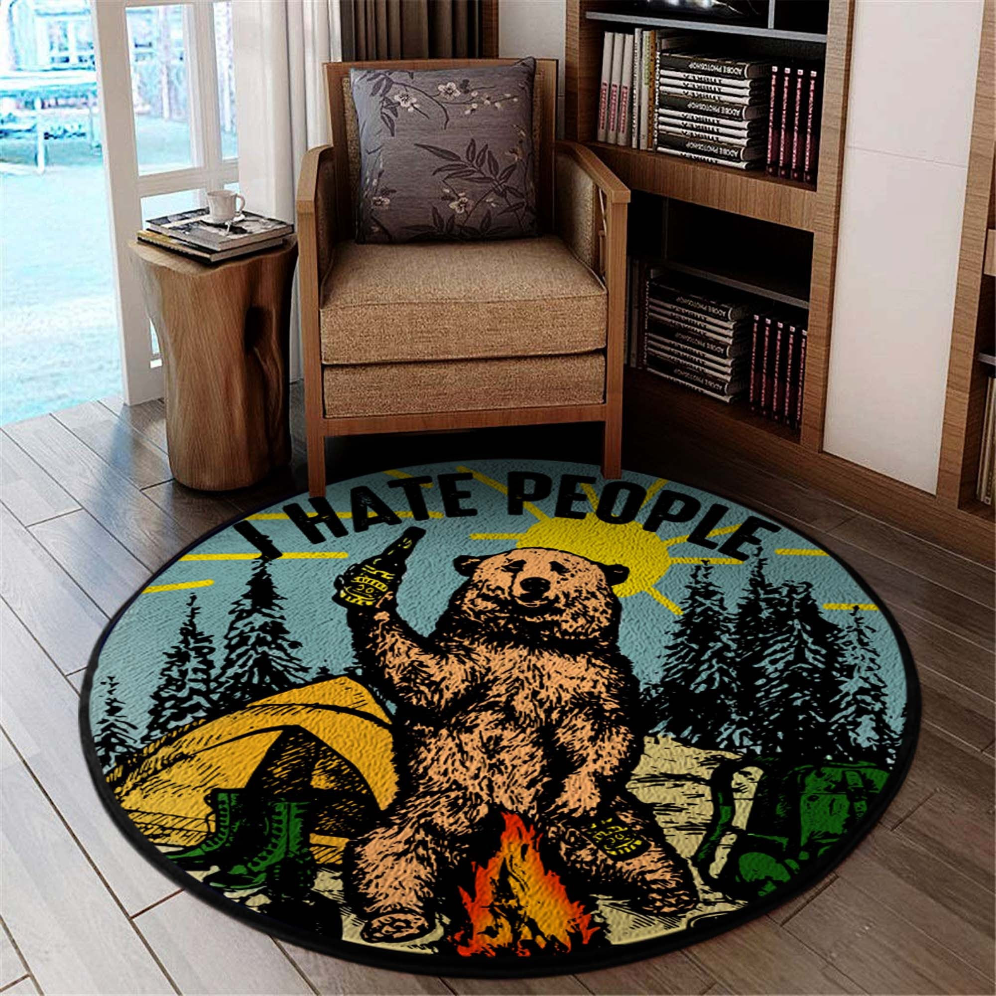 I Hate People Round Rug Carpet Bedroom Livingroom Home Decor