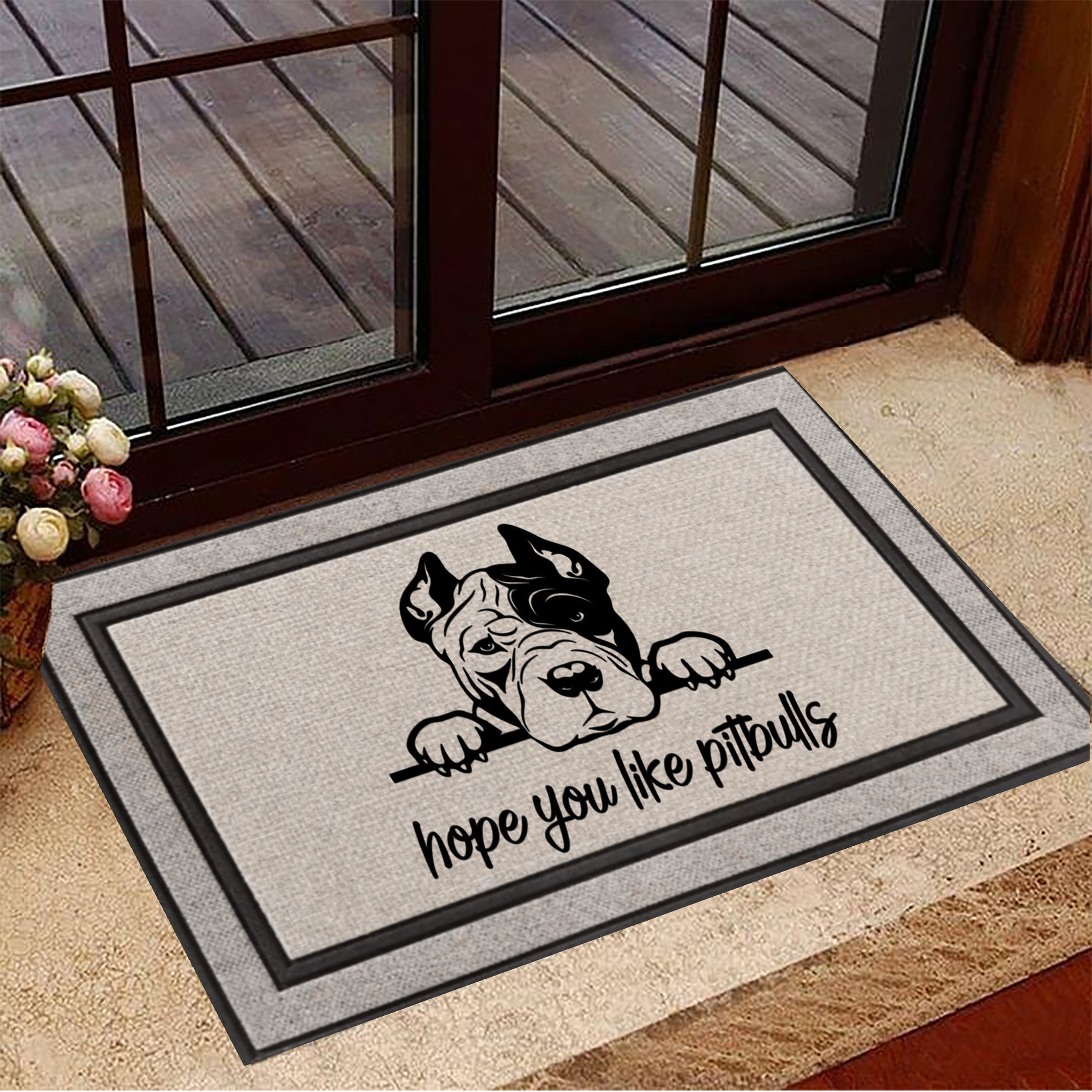 I Hope You Like Pitbulls Rubber Doormat Dog Welcome Mat Best Gifts For Pitbull Lovers Owners