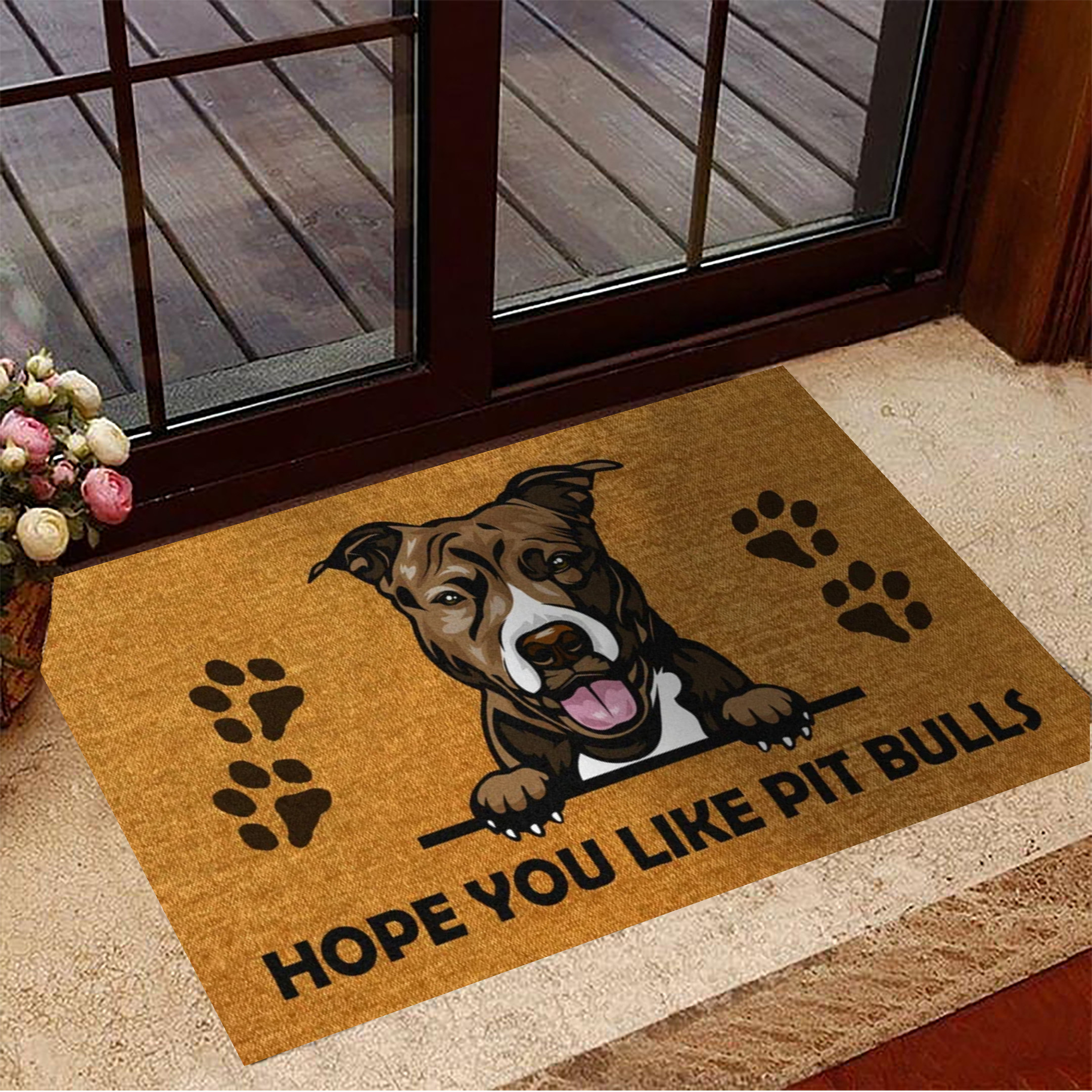 I Hope You Like Pitbulls Rubber Doormat Merchandise Welcome Mat Gifts For Pitbull Owners