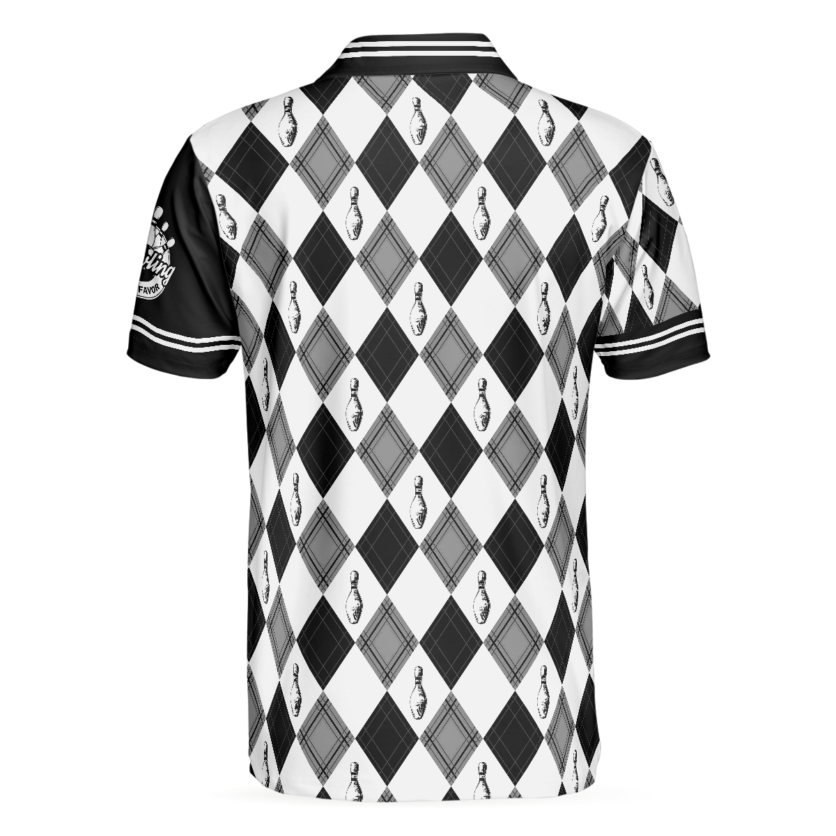 I Just Need To Go Bowling Polo Shirt Black And White Argyle Pattern Polo Shirt Best Bowling Shirt For Men - Image 3