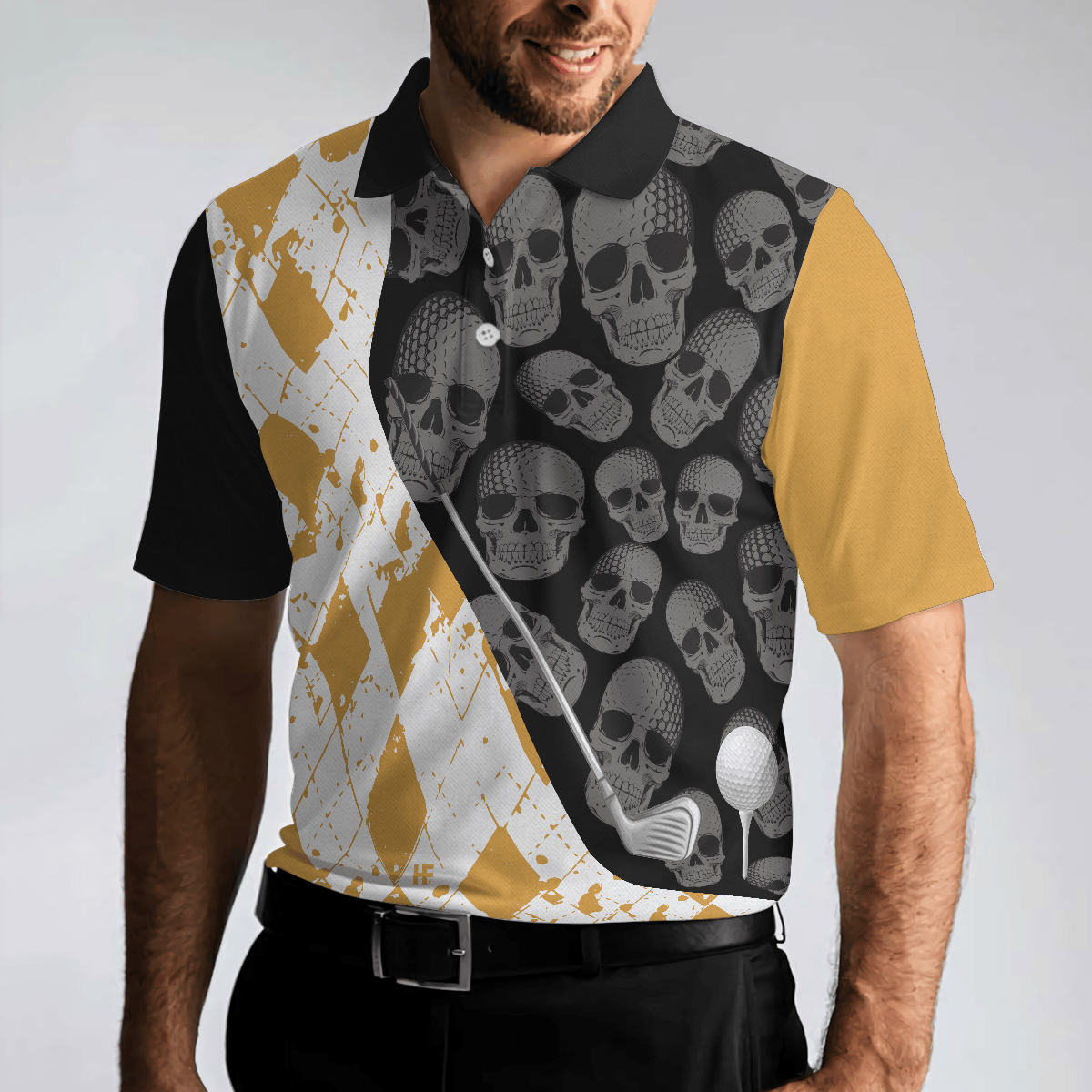 I Just Want To Drink Beer Play Golf And Take Naps Polo Shirt Yellow Argyle Pattern Golfing Shirt For Male Players - Image 5