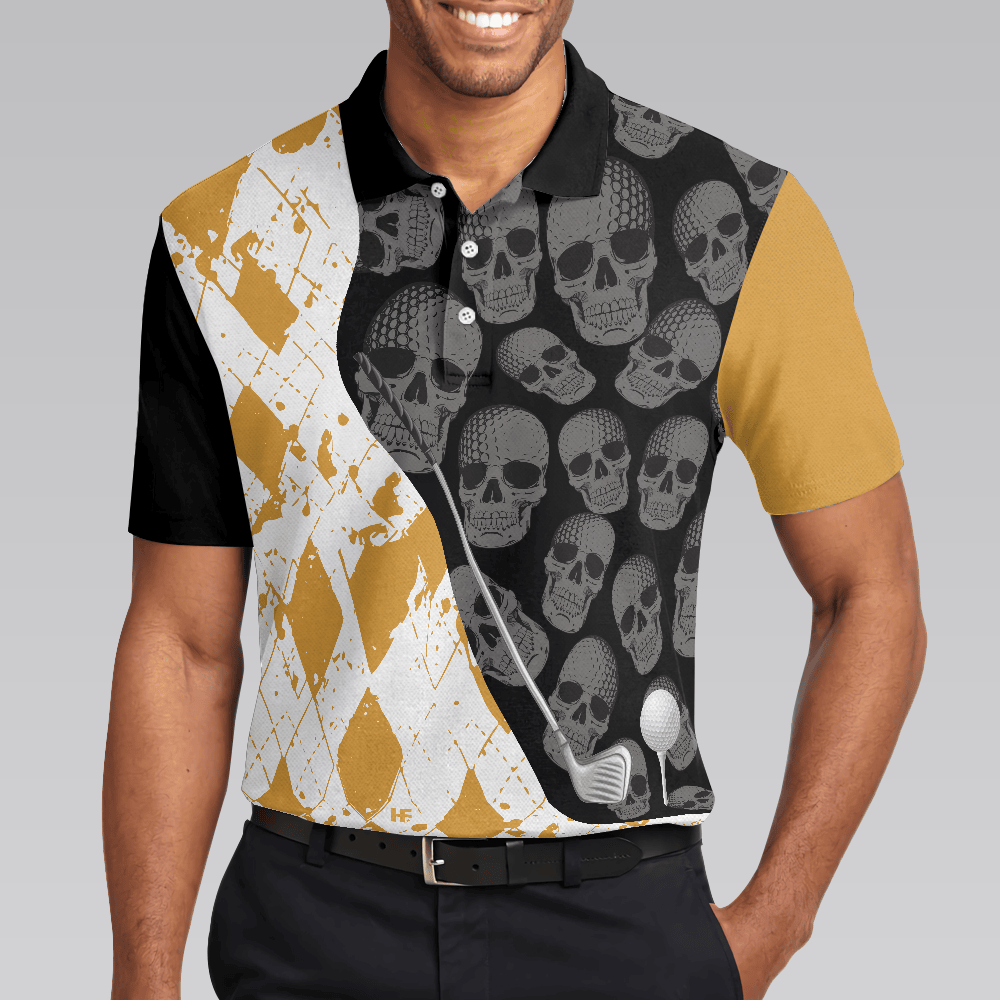 I Just Want To Drink Beer Play Golf And Take Naps Polo Shirt Yellow Argyle Pattern Golfing Shirt For Male Players - Image 4