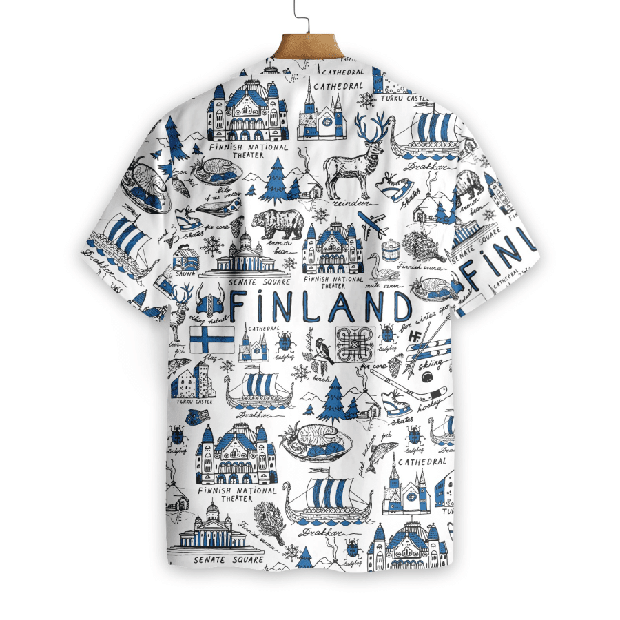 I Love Finland Doodle Hawaiian Shirt