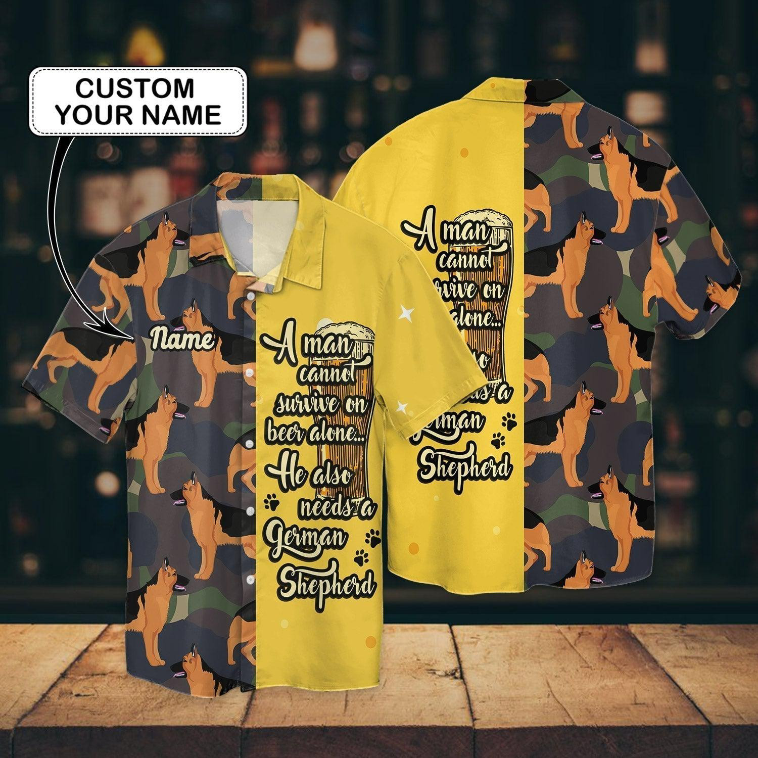 I Love German Shepherd And Beer Personalized Hawaiian Shirt