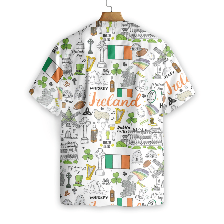 I Love Ireland Doodle Hawaiian Shirt