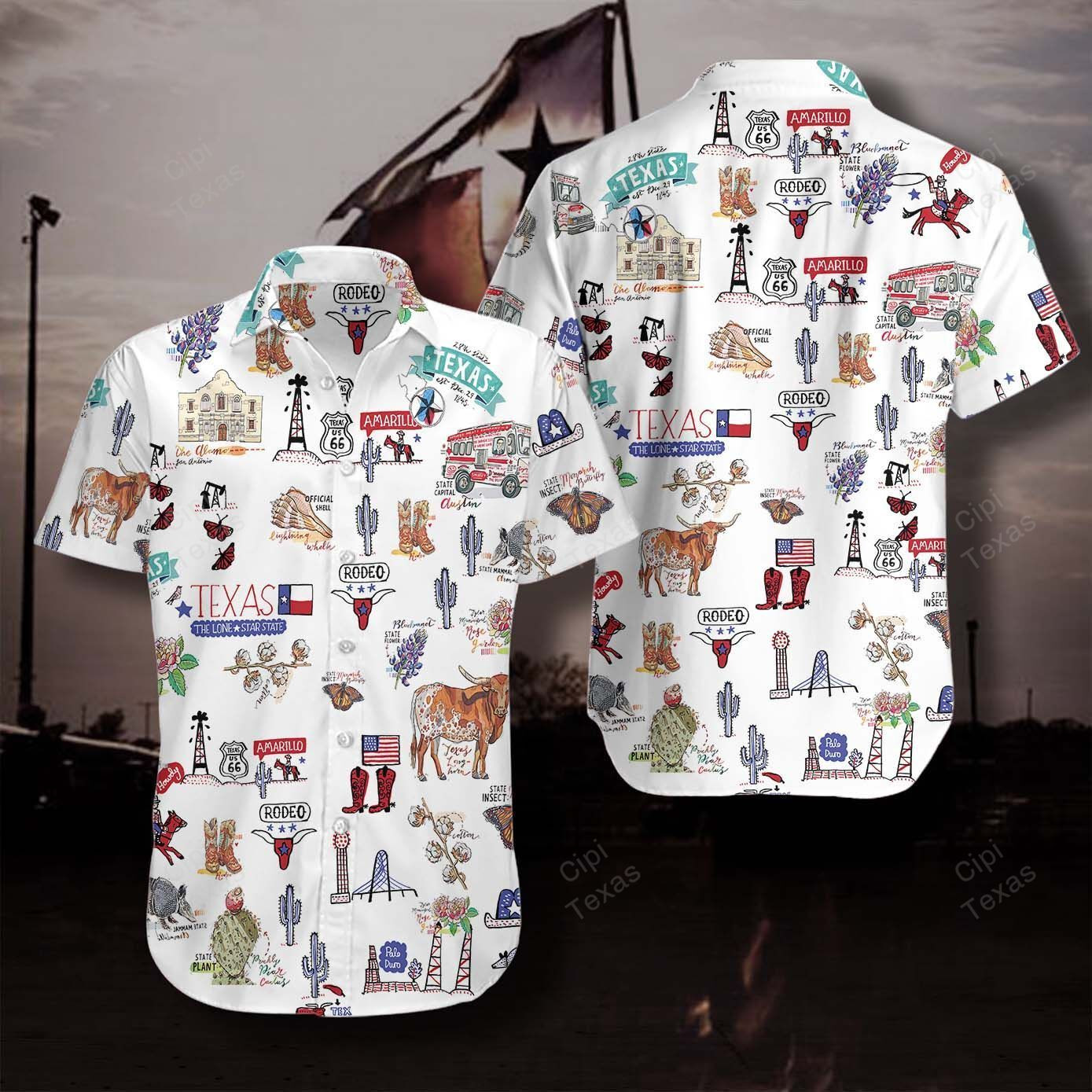 I Love Texas Doodles Cute Hawaiian Shirt