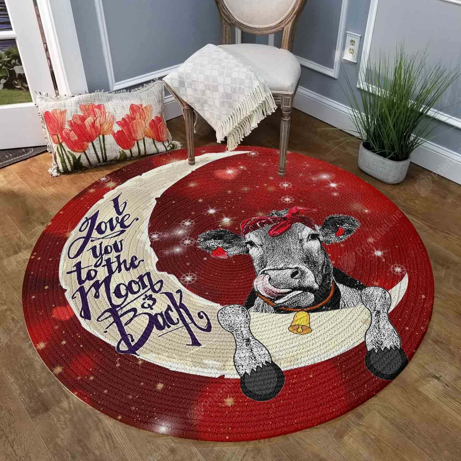 I Love You To The Moon And Back Round Rug Carpet Bedroom Livingroom Home Decor