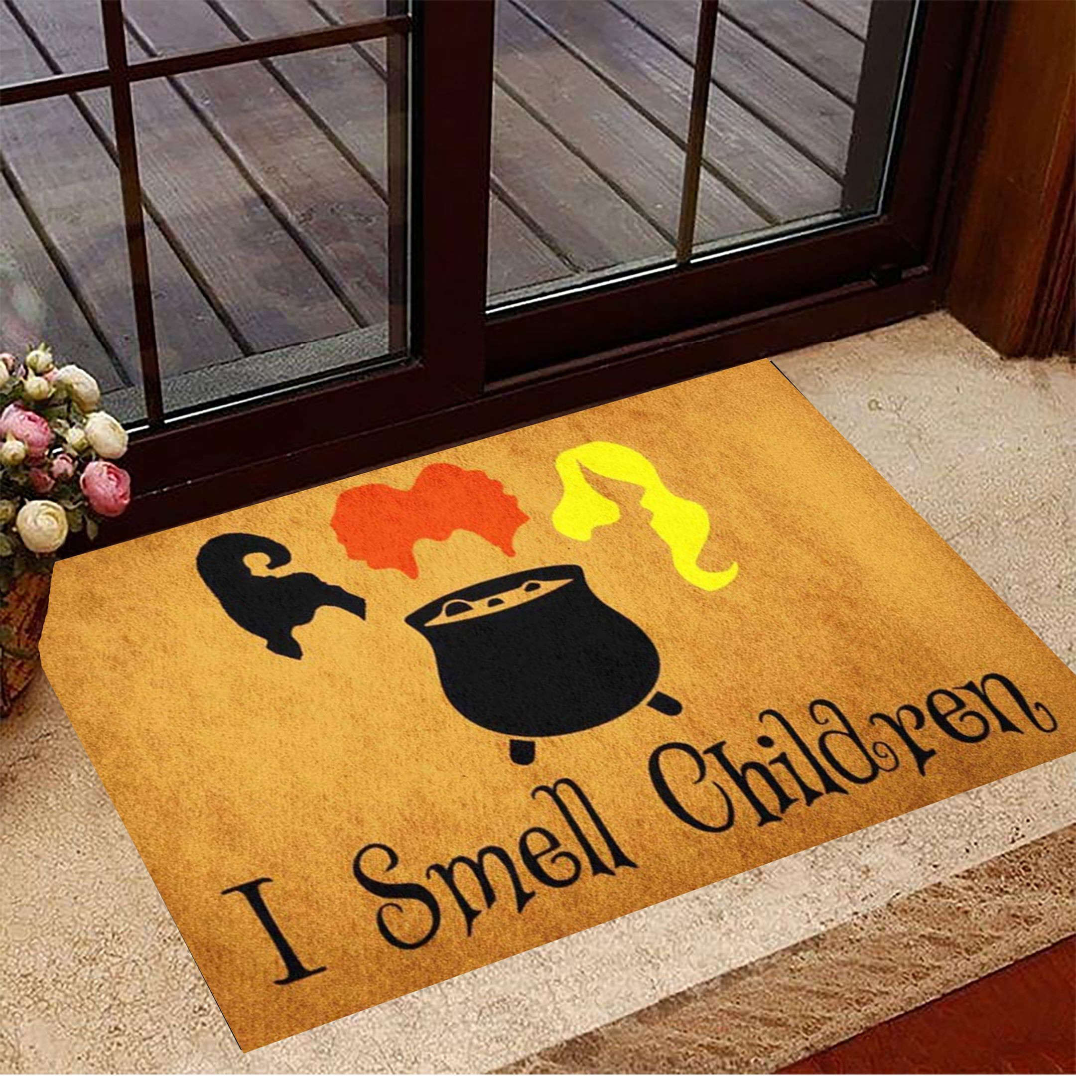 I Smell Children Hocus Pocus Rubber Doormat Funny Halloween Mat Indoor House Decor