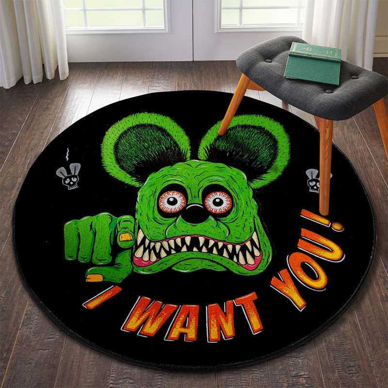 I Want You Hot Rod Rat Rod Speed Shop Kustom Kulture Round Rug Carpet Bedroom Livingroom Home Decor