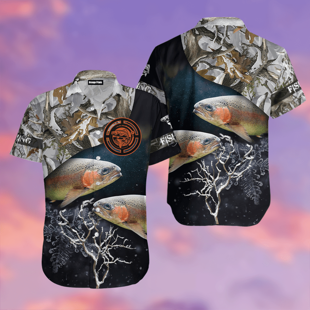 Ice Camo Trout Fishing Hawaiian Shirt