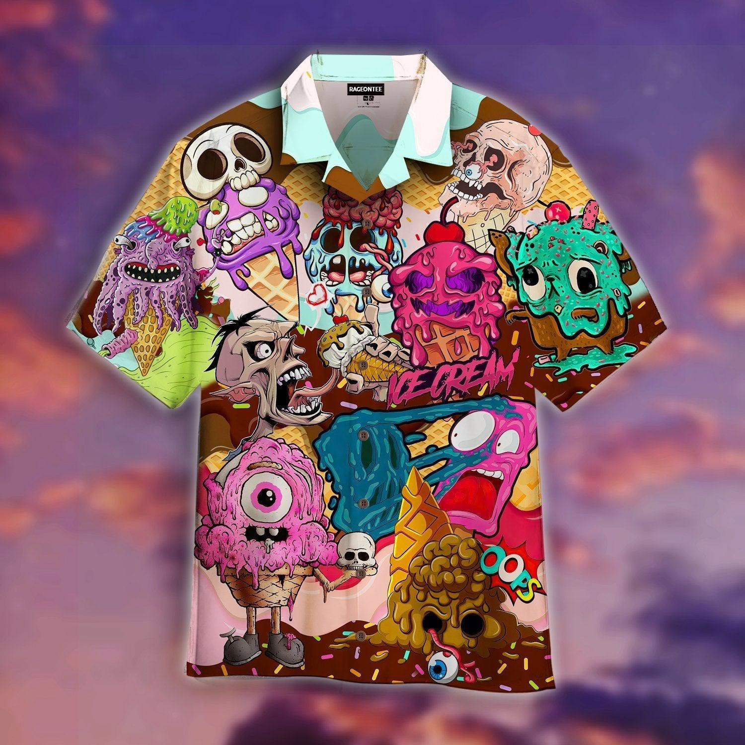 Ice Cream Zombie Halloween Hawaiian Shirt