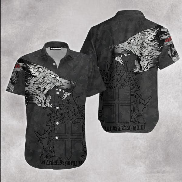 Iceland Fenrir Wolf and Vegvisir Viking Hawaiian Shirt