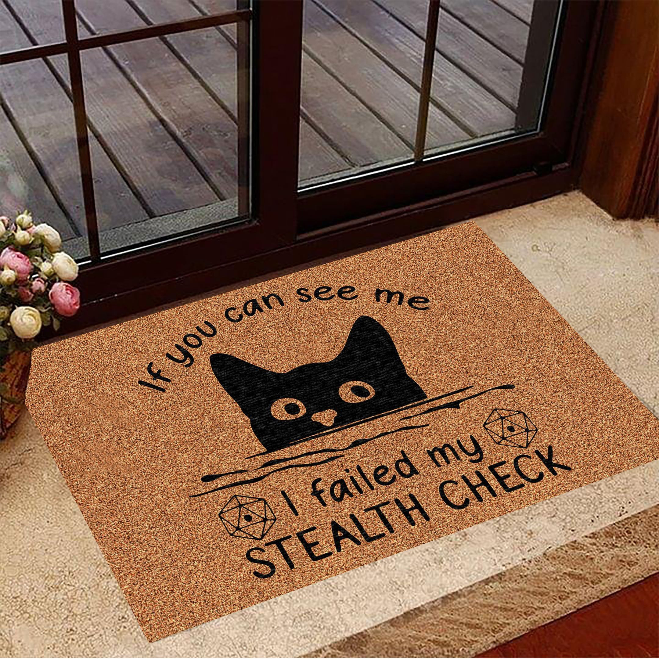 If You Can See Me I Failed My Stealth Check Rubber Doormat Cat Welcome Mat Gifts For Cat Owners