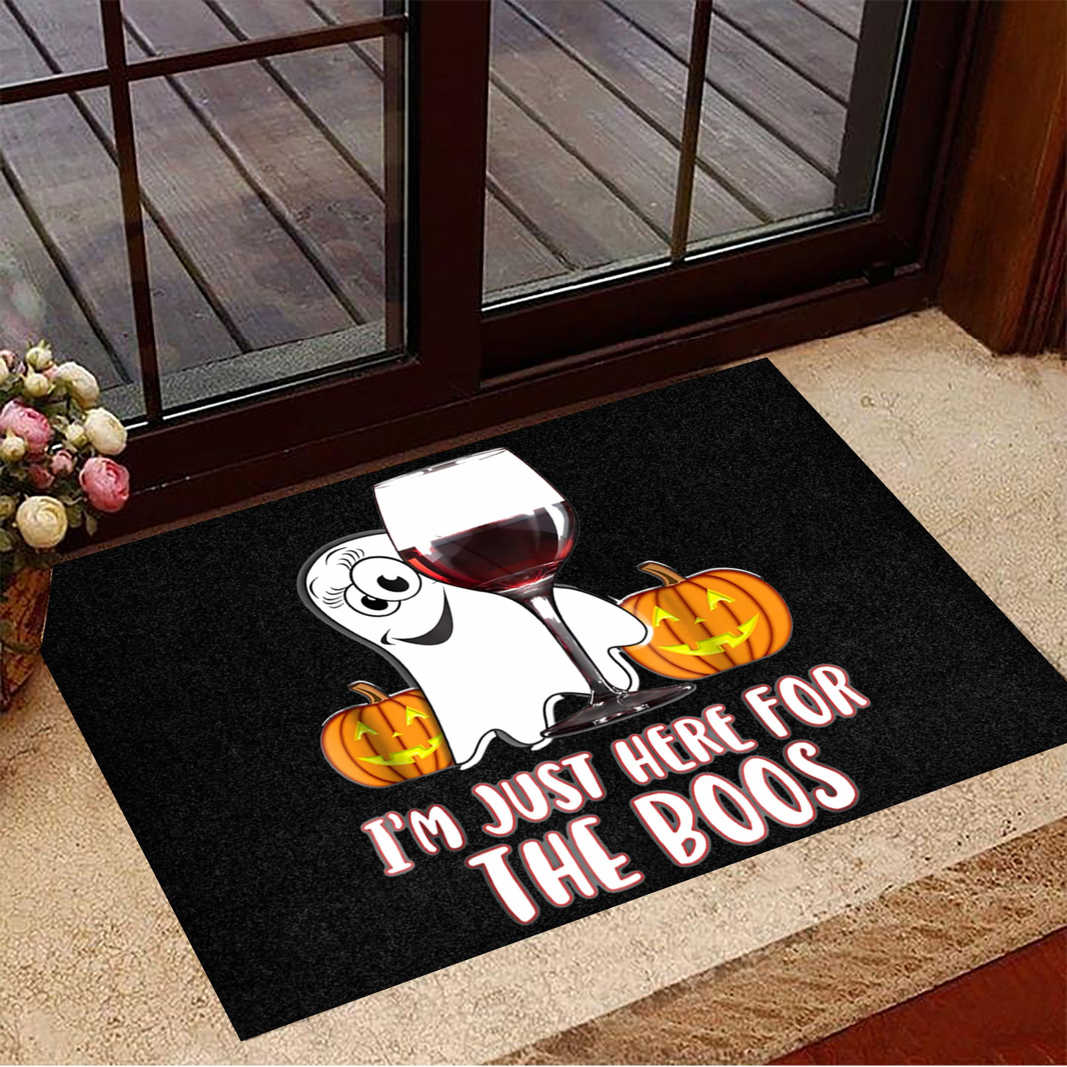 I'm Just Here For The Boos Rubber Doormat Decorative Door Mats Halloween Theme Decorations