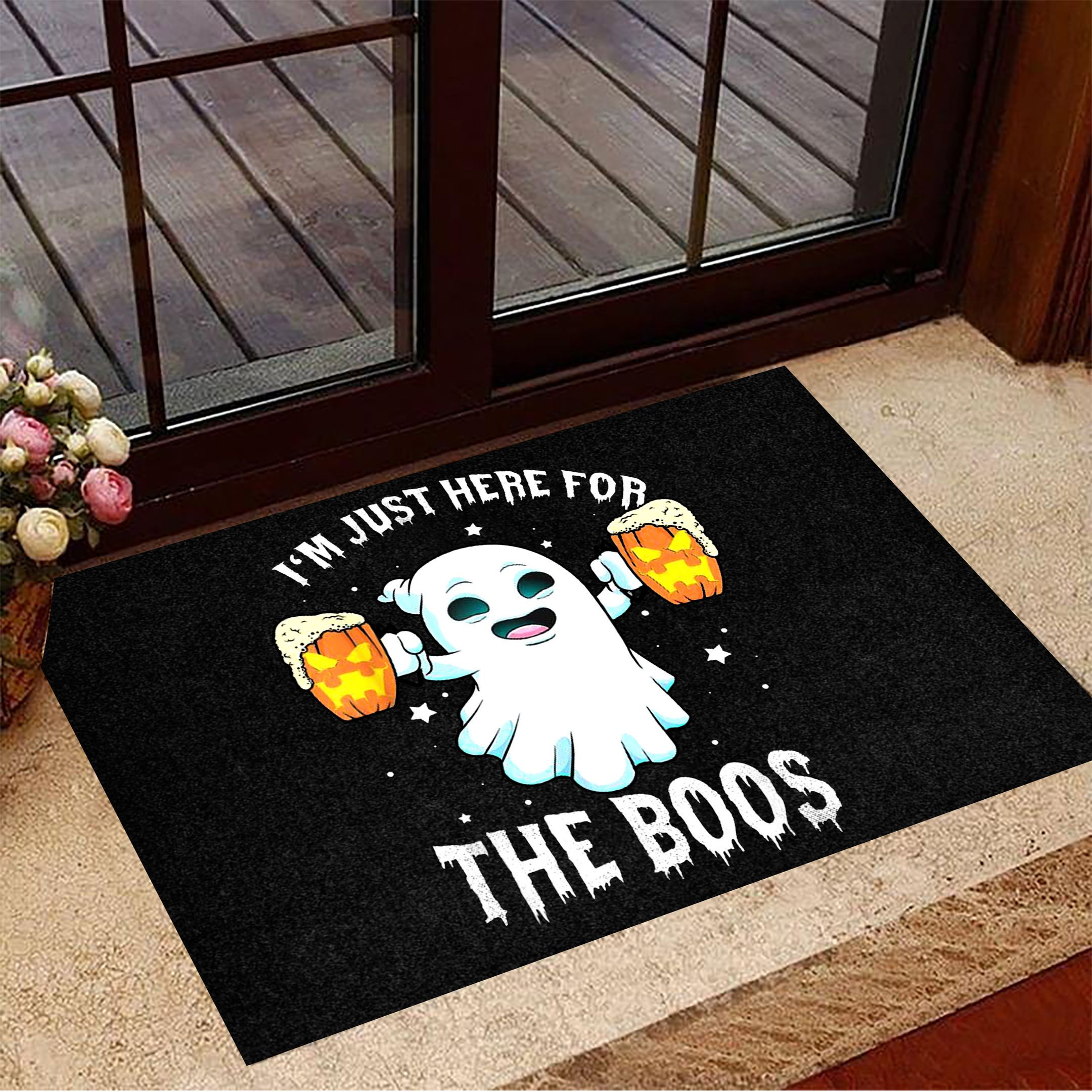 I'm Just Here For The Boos Rubber Doormat Indoor Welcome Mat Halloween Room Decor