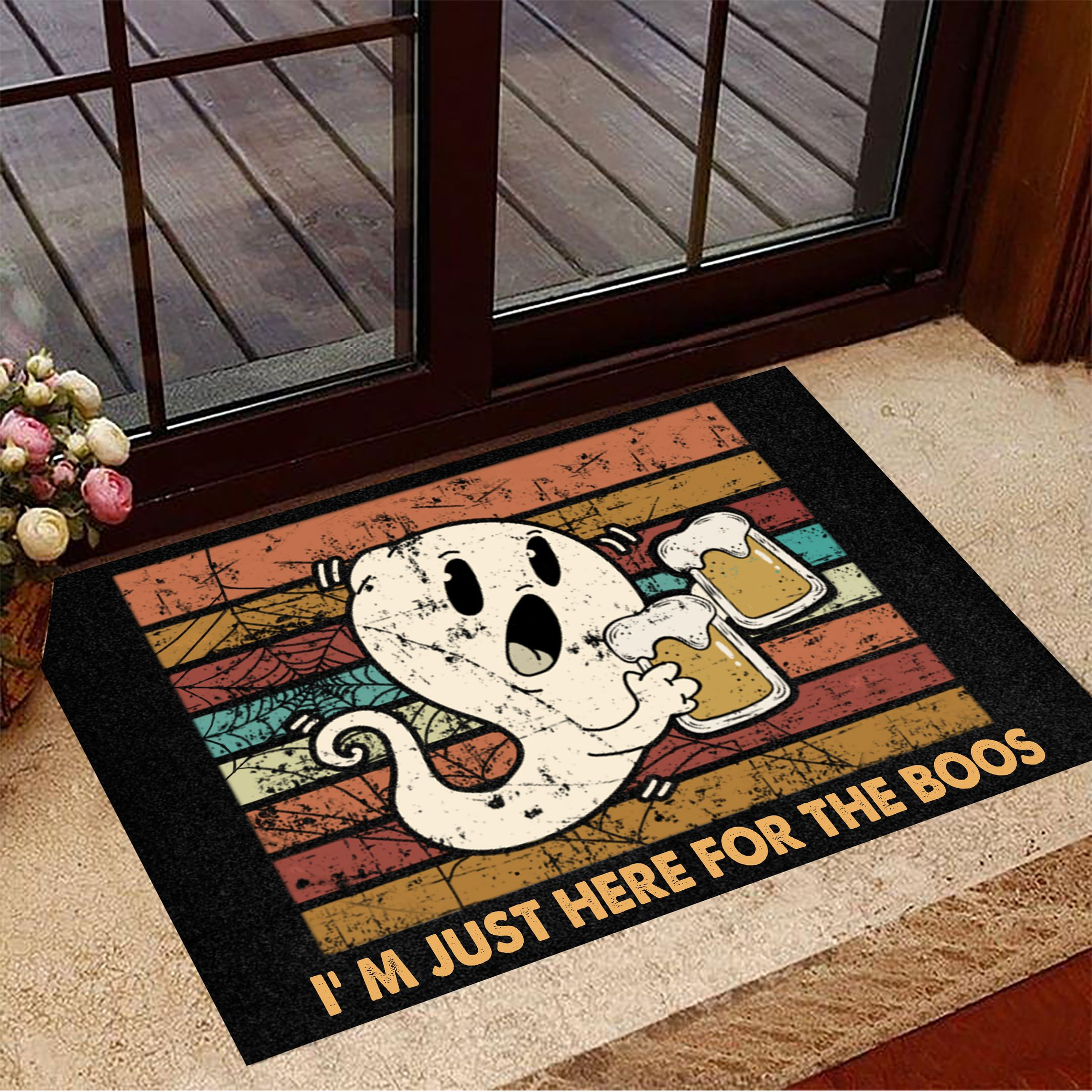 I'm Just Here For The Boos Rubber Doormat Vintage Halloween Rubber Doormat Halloween House Decor