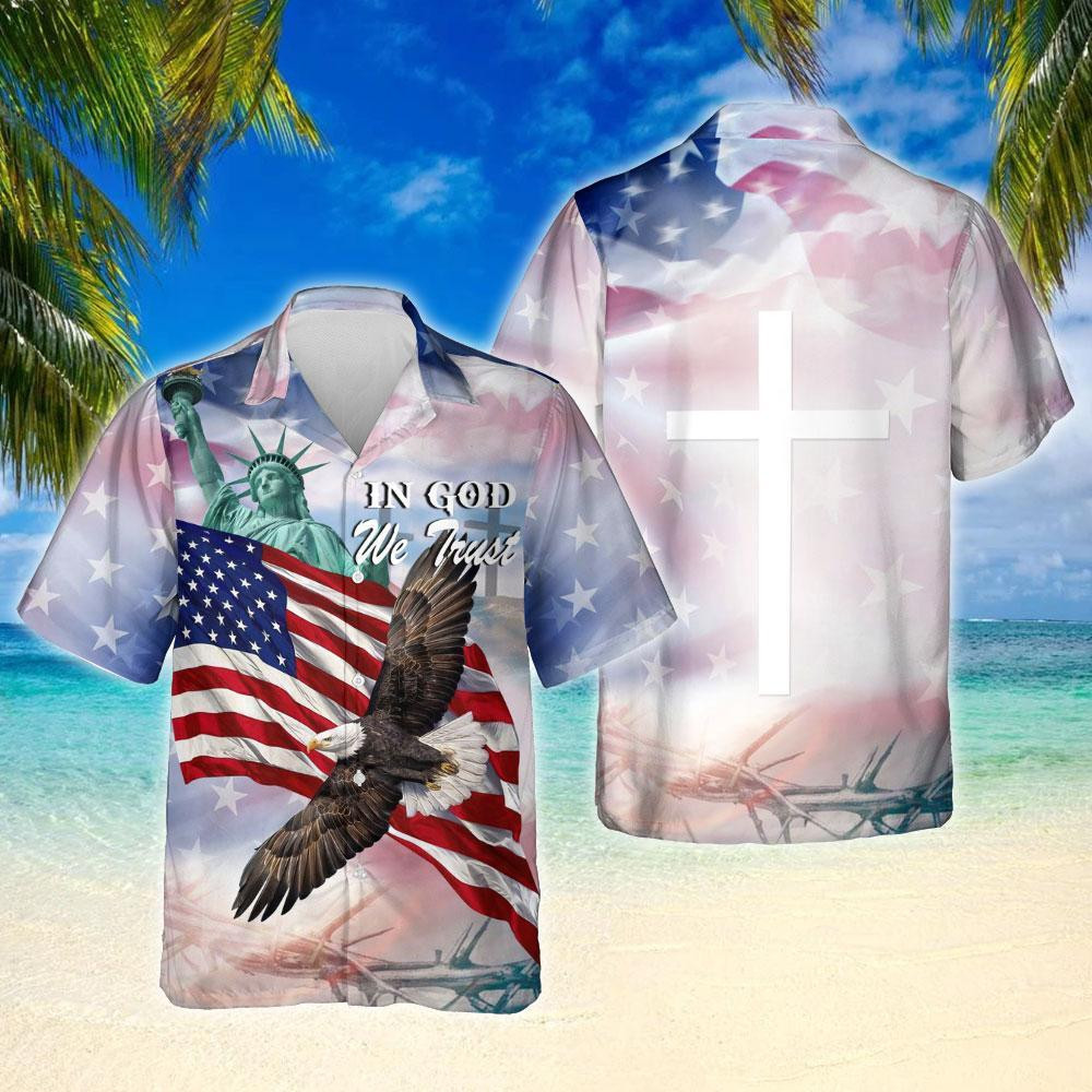 In God We Trust American Eagle Patriot Hawaiian Shirt