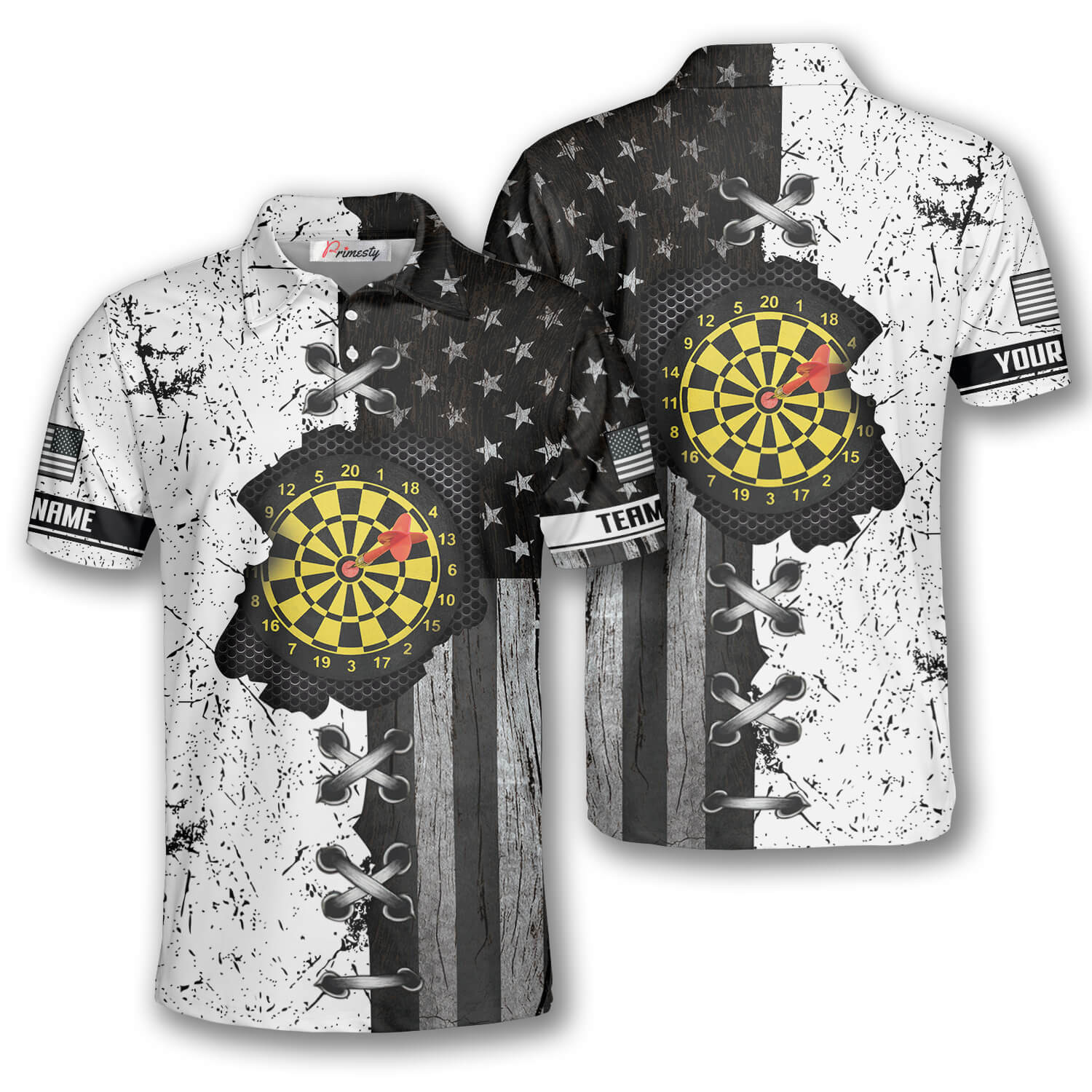 In My Heart Retro Flag Personalized Darts Polo Shirts for Men, 3D all over printed Dart shirt, Personalized and team name Dart Polo Shirt