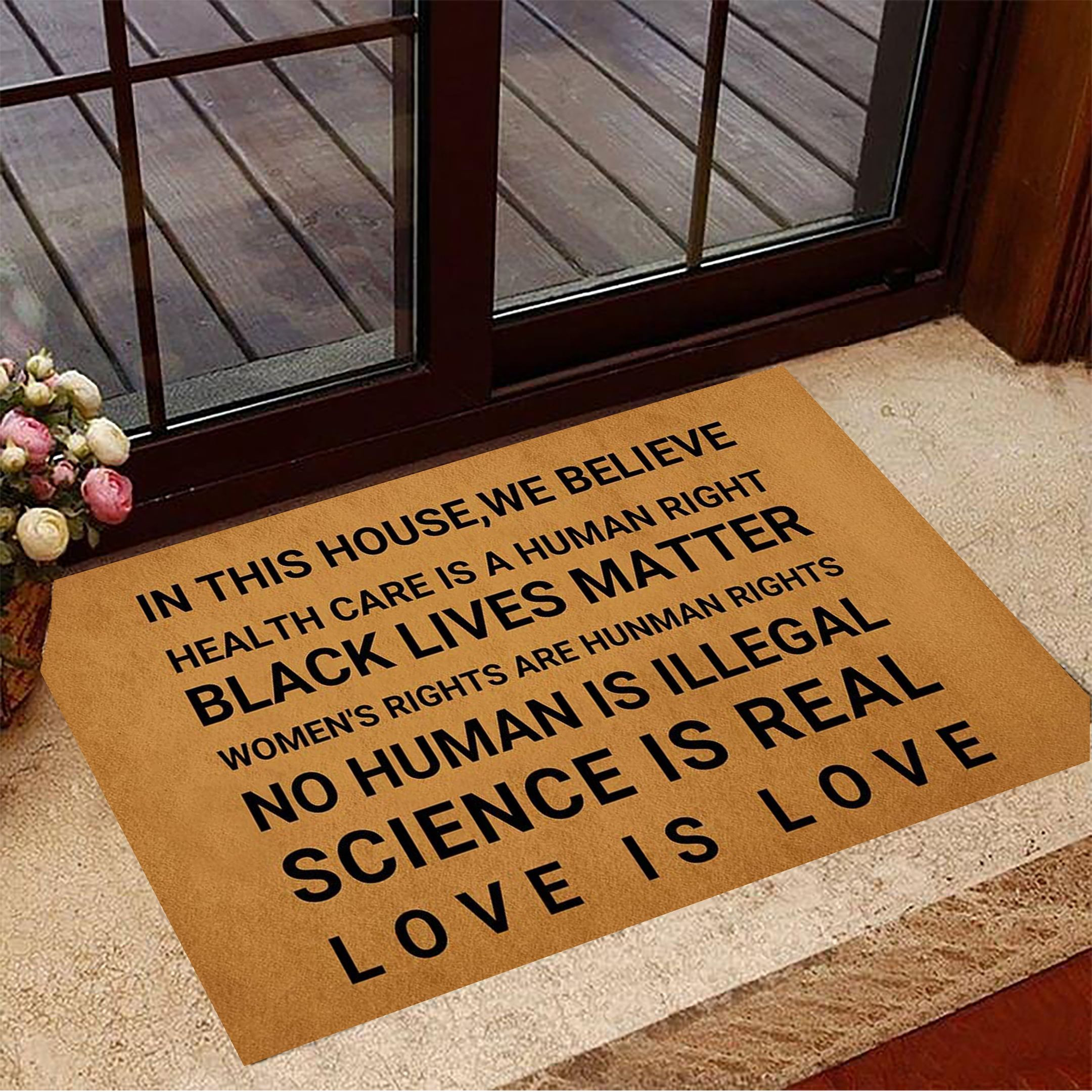 In This House We Believe Health Care Is A Human Right BLM Rubber Doormat Justice Merch