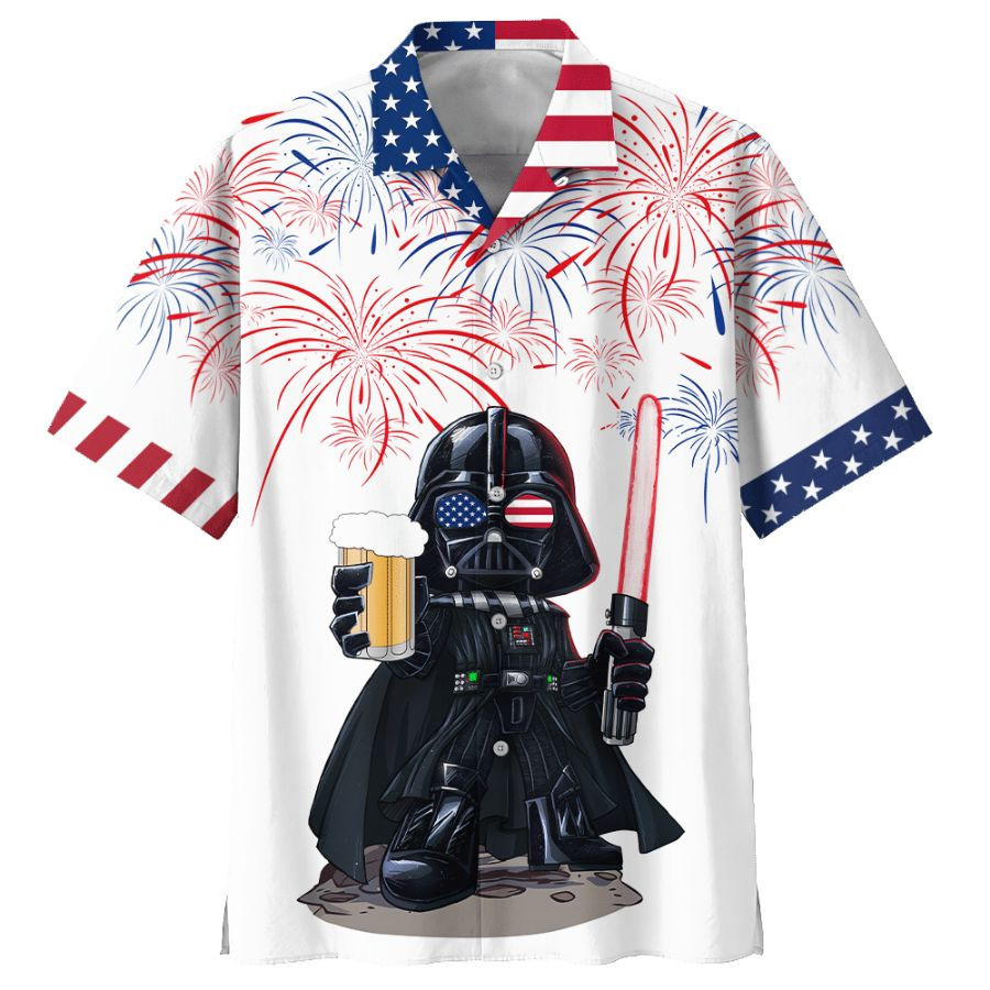 Independence Day Star Wars Darth Vader With Beer Hawaiian Shirt