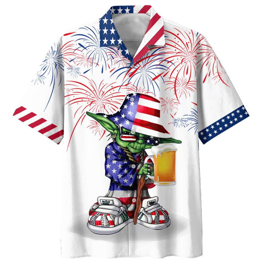 Independence Day Star Wars Yoda With Beer Hawaiian Shirt