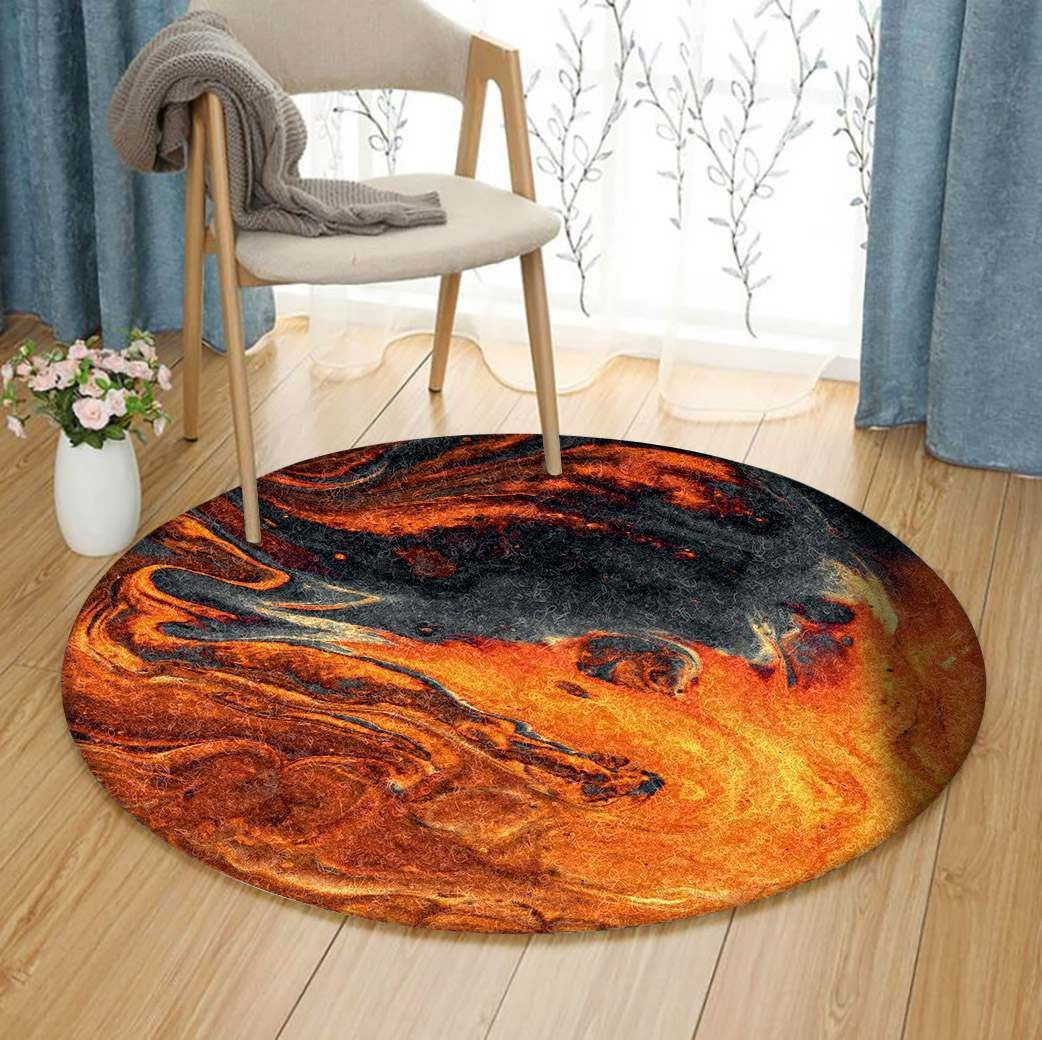 Inspired Orange Round Rug Carpet Bedroom Livingroom Home Decor