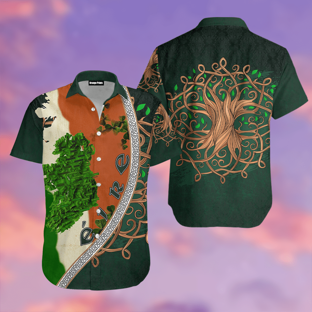 Irish Saint Patricks Day Shamrock Tree Of Life Hawaiian Shirt