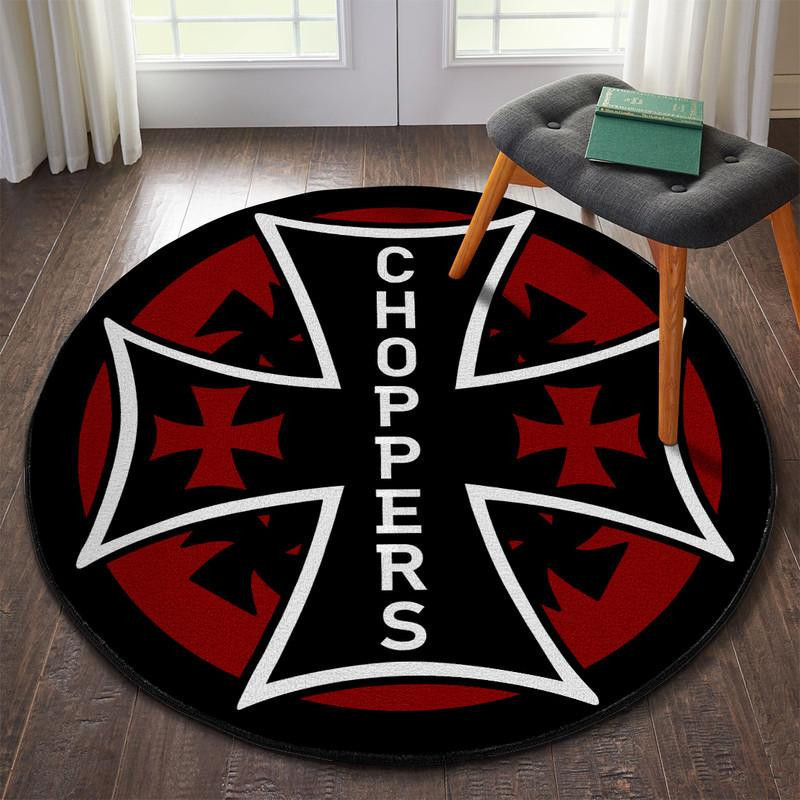 Iron Cross Choppers Round Rug Carpet Bedroom Livingroom Home Decor