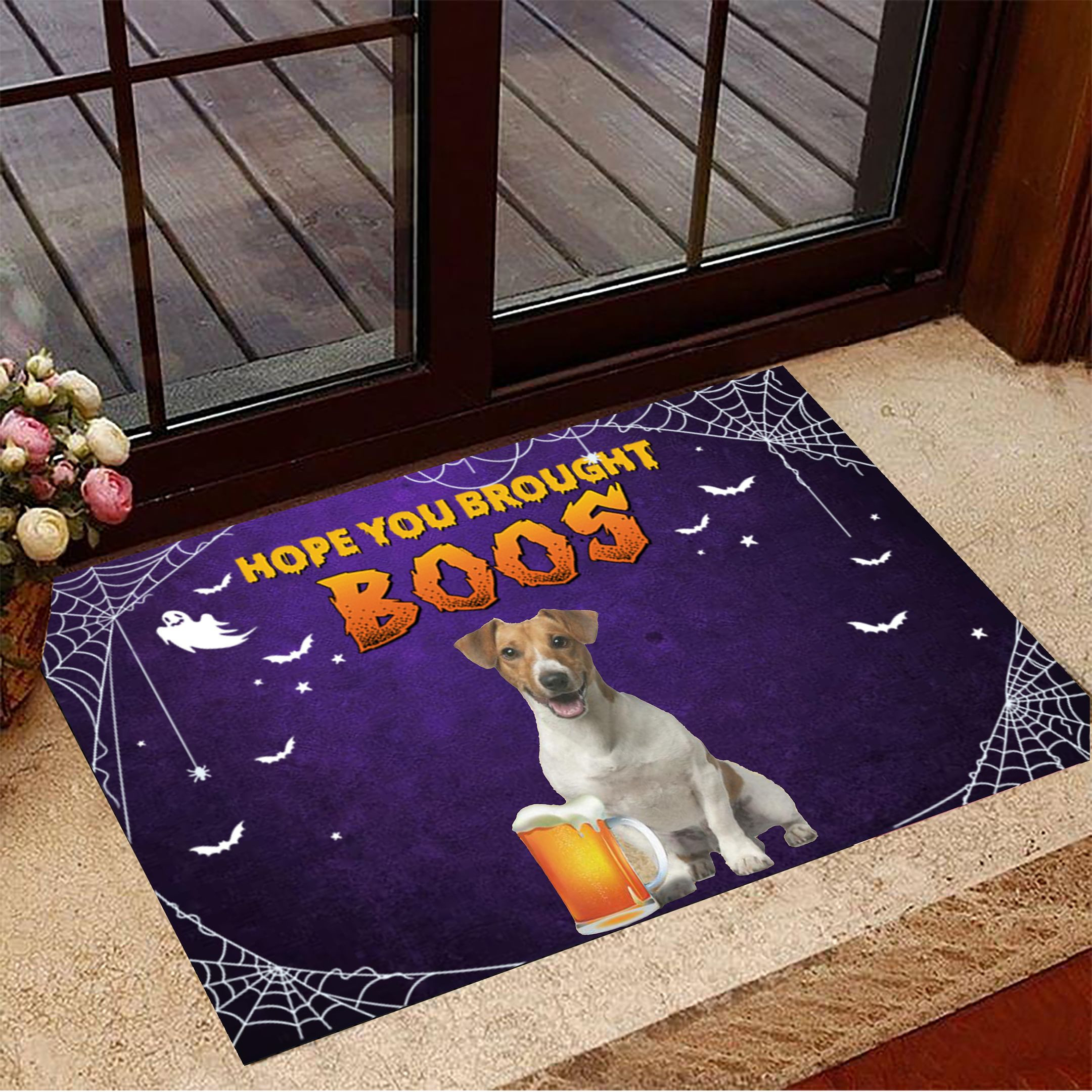 Jack Russell Hope You Brought Boos Rubber Doormat Funny Dog Rubber Doormat Living Room Halloween Decor