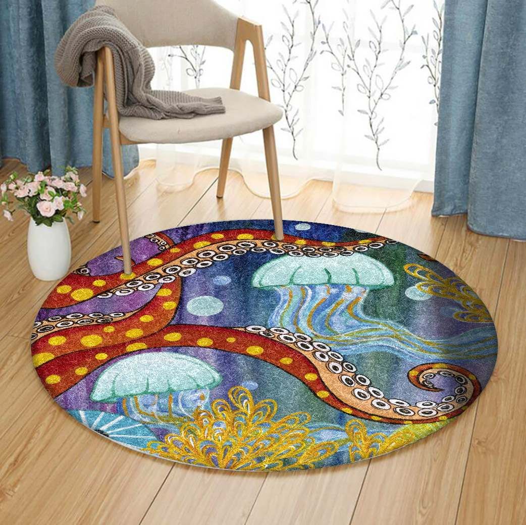 Jellyfish Round Rug Carpet Bedroom Livingroom Home Decor