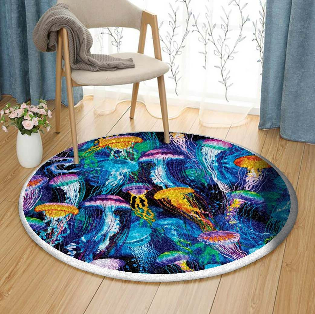 Jellyfish Round Rug Carpet Bedroom Livingroom Home Decor