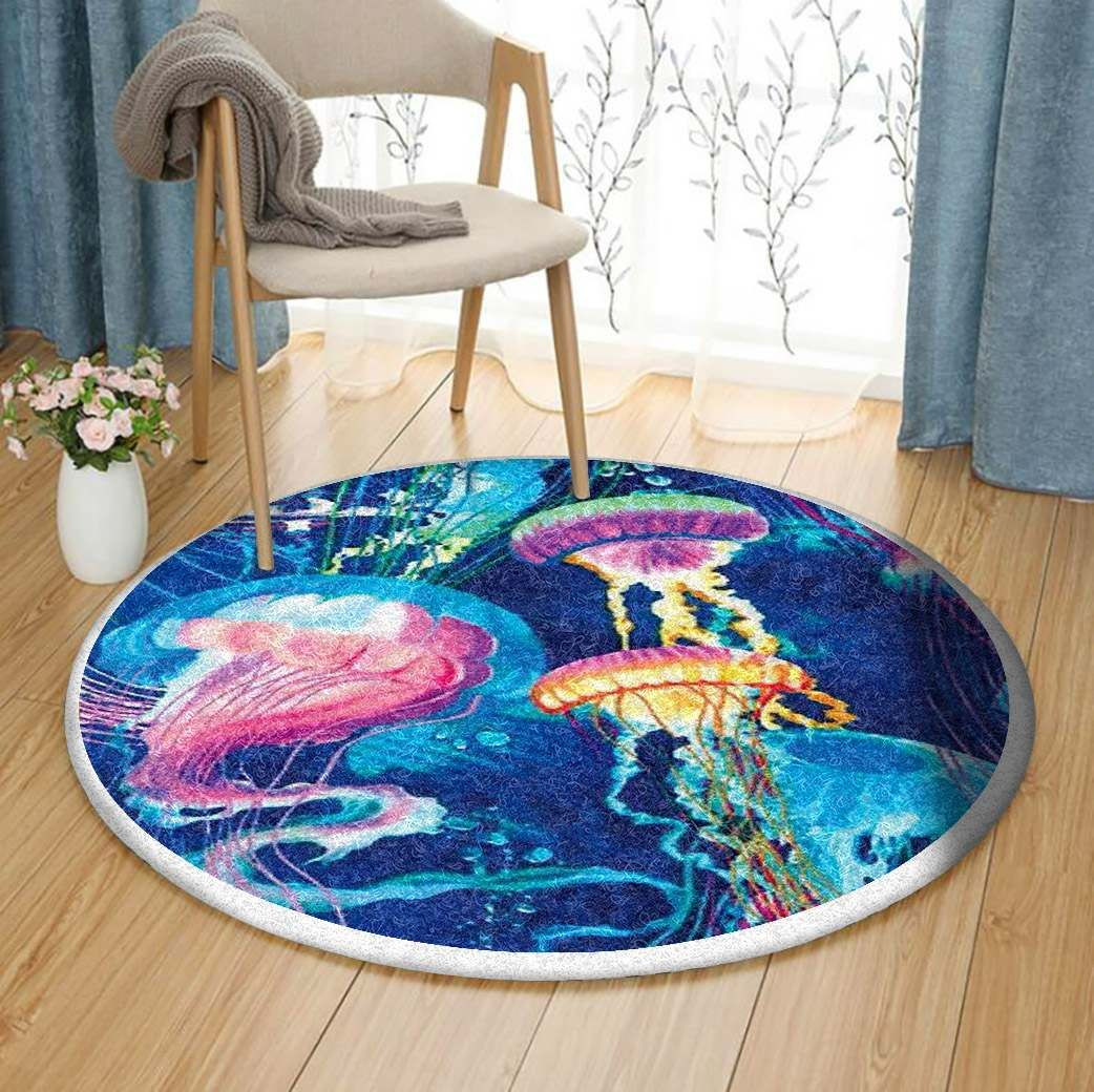Jellyfish Round Rug Carpet Bedroom Livingroom Home Decor
