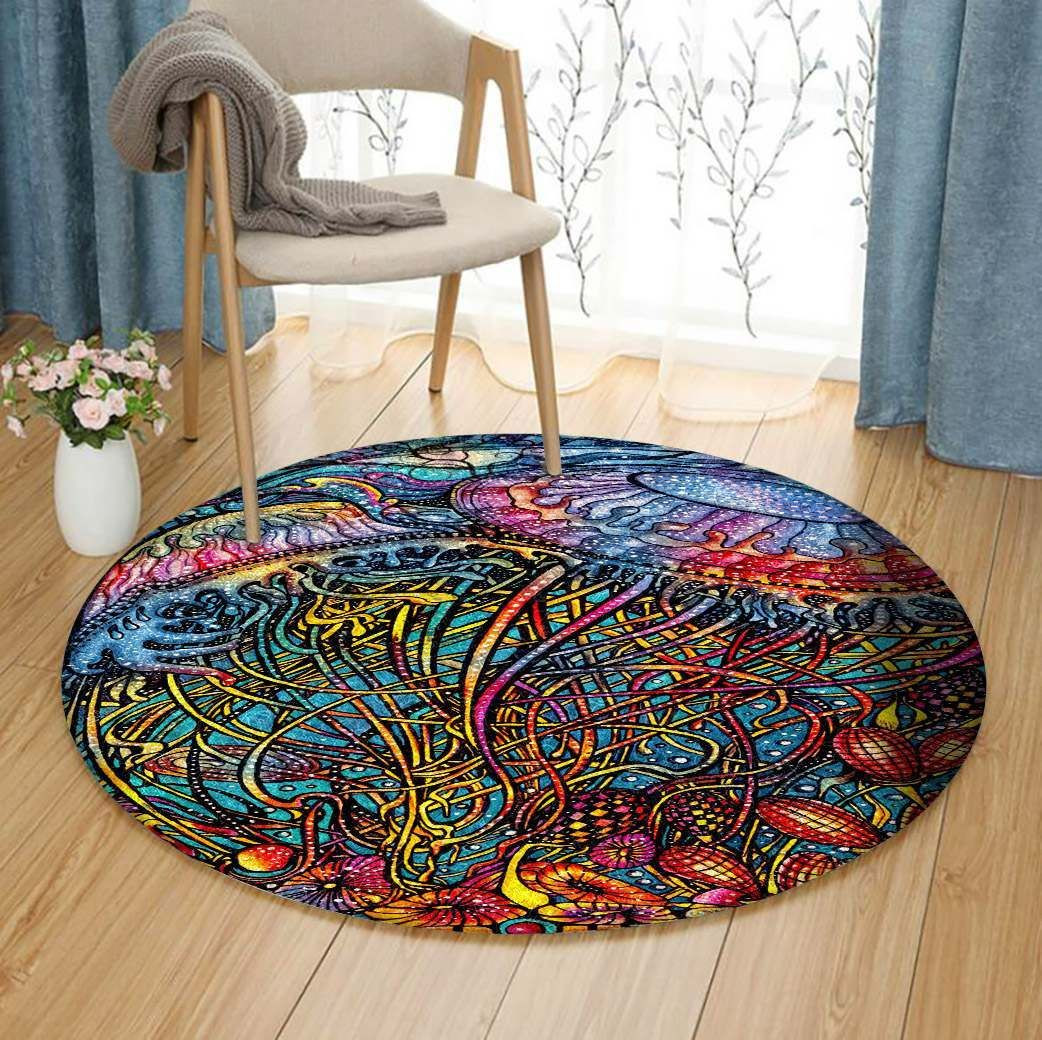 Jellyfish Round Rug Carpet Bedroom Livingroom Home Decor