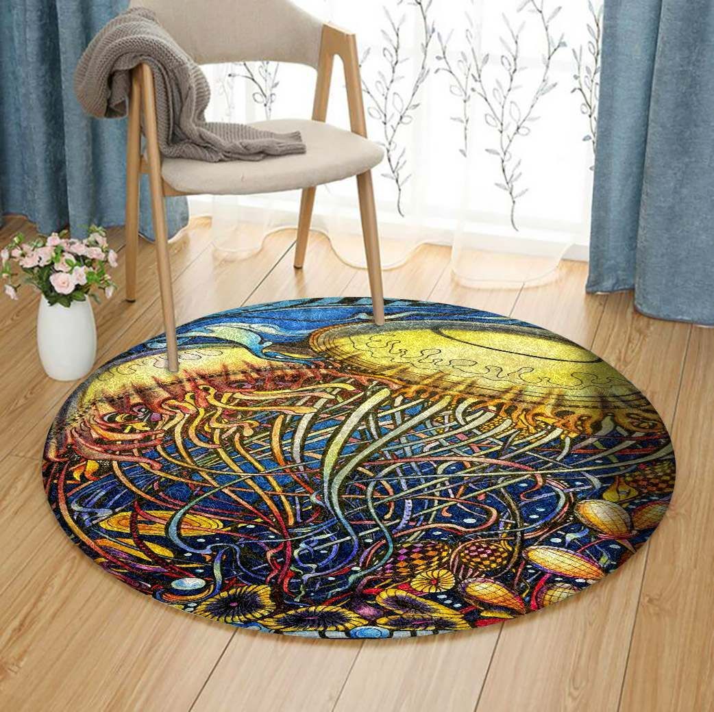 Jellyfish Round Rug Carpet Bedroom Livingroom Home Decor