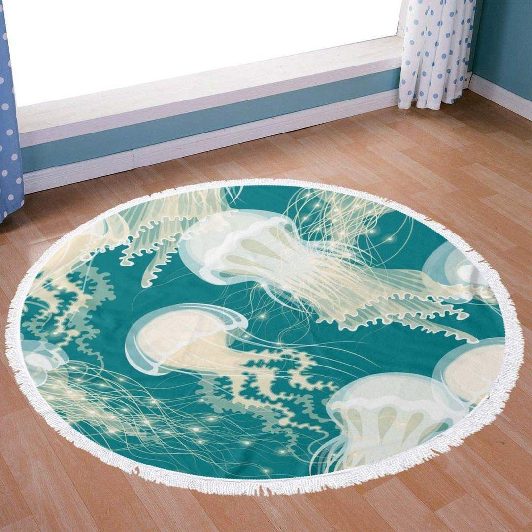 Jellyfish Round Rug Carpet Bedroom Livingroom Home Decor