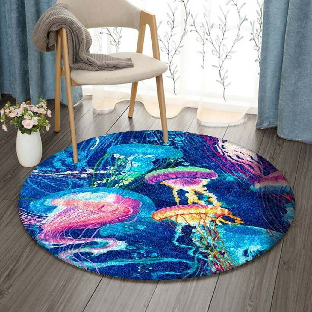 Jellyfish Round Rug Carpet Bedroom Livingroom Home Decor