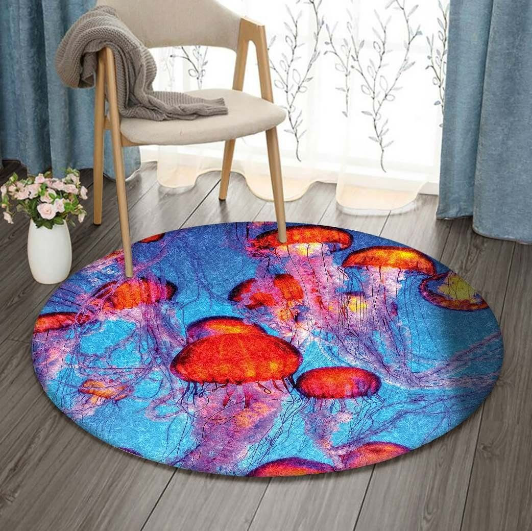 Jellyfish Round Rug Carpet Bedroom Livingroom Home Decor