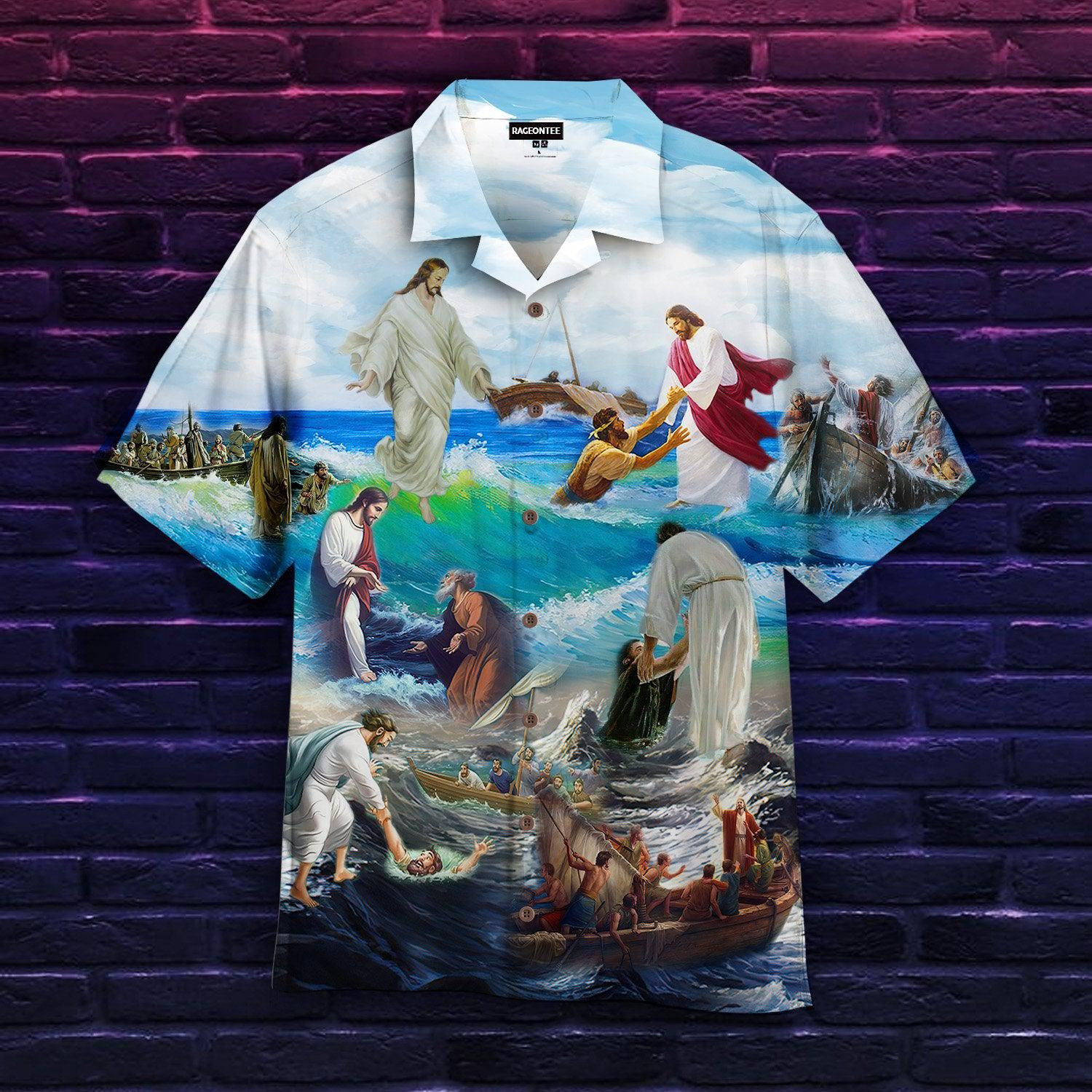 Jesus Walking On The Sea Hawaiian Shirt