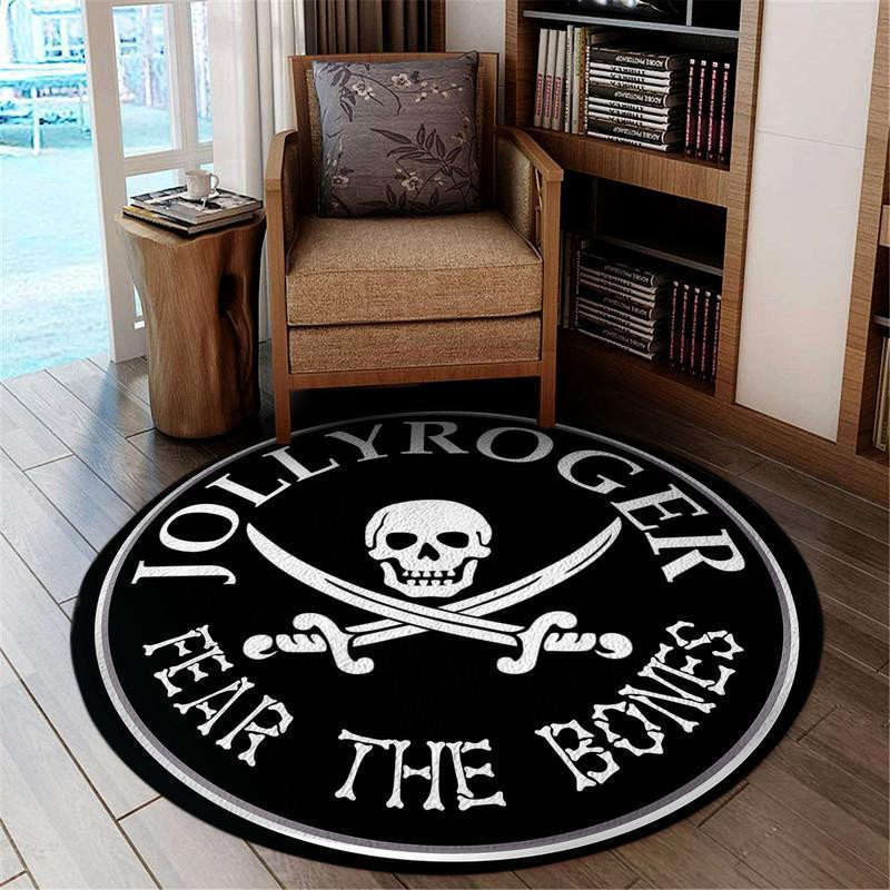 Jolly Roger Fear The Bones Living Room Round Rug Carpet Bedroom Livingroom Home Decor