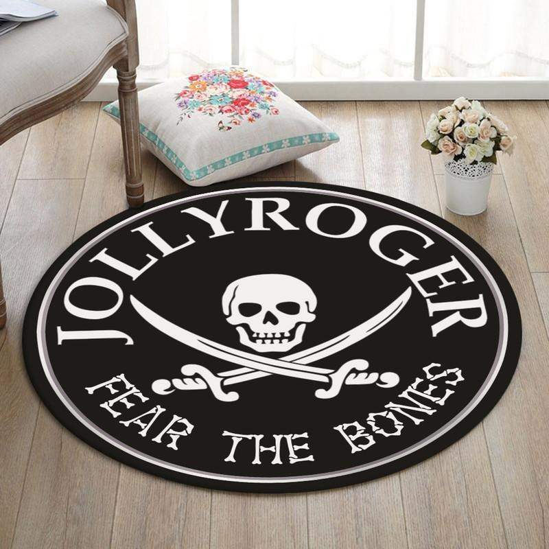 Jolly Roger Fear The Bones Round Rug Carpet Bedroom Livingroom Home Decor - Image 3